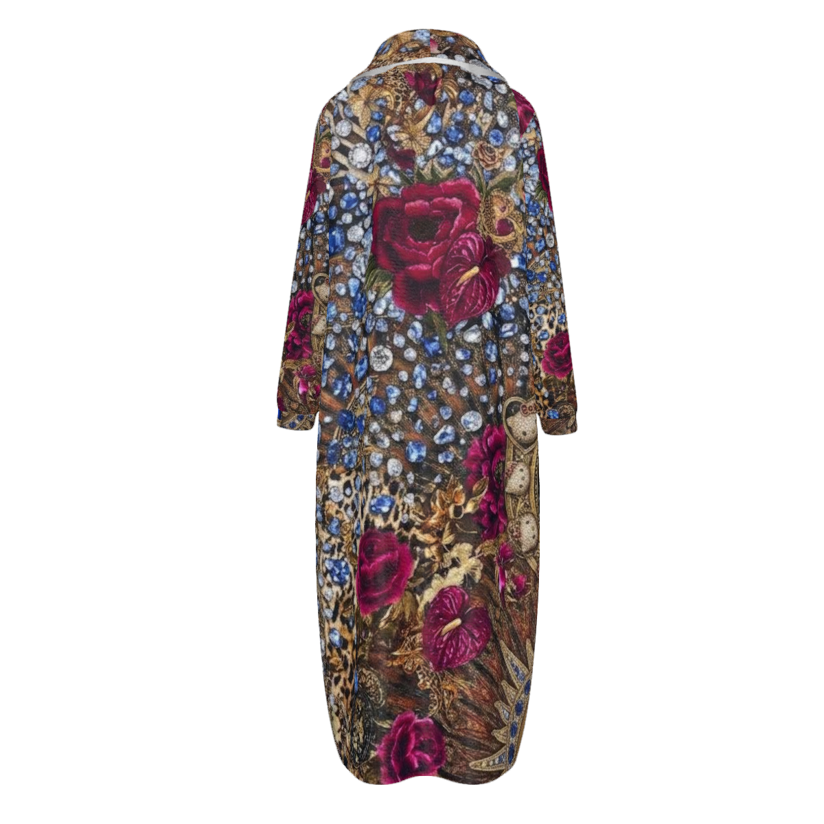 Custom Women's Velvet Zipper Maxi Dress with pockets