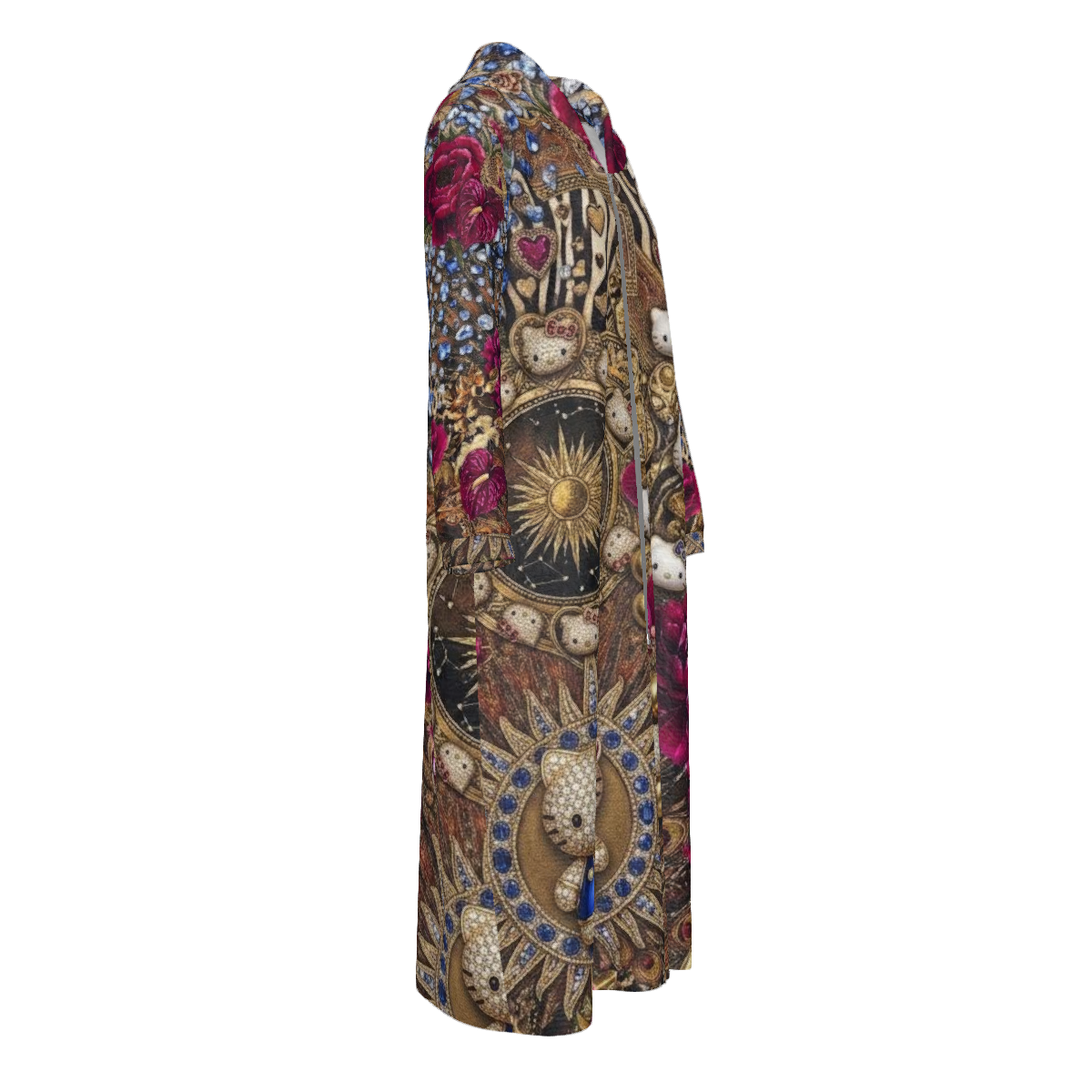 Custom Women's Velvet Zipper Maxi Dress with pockets