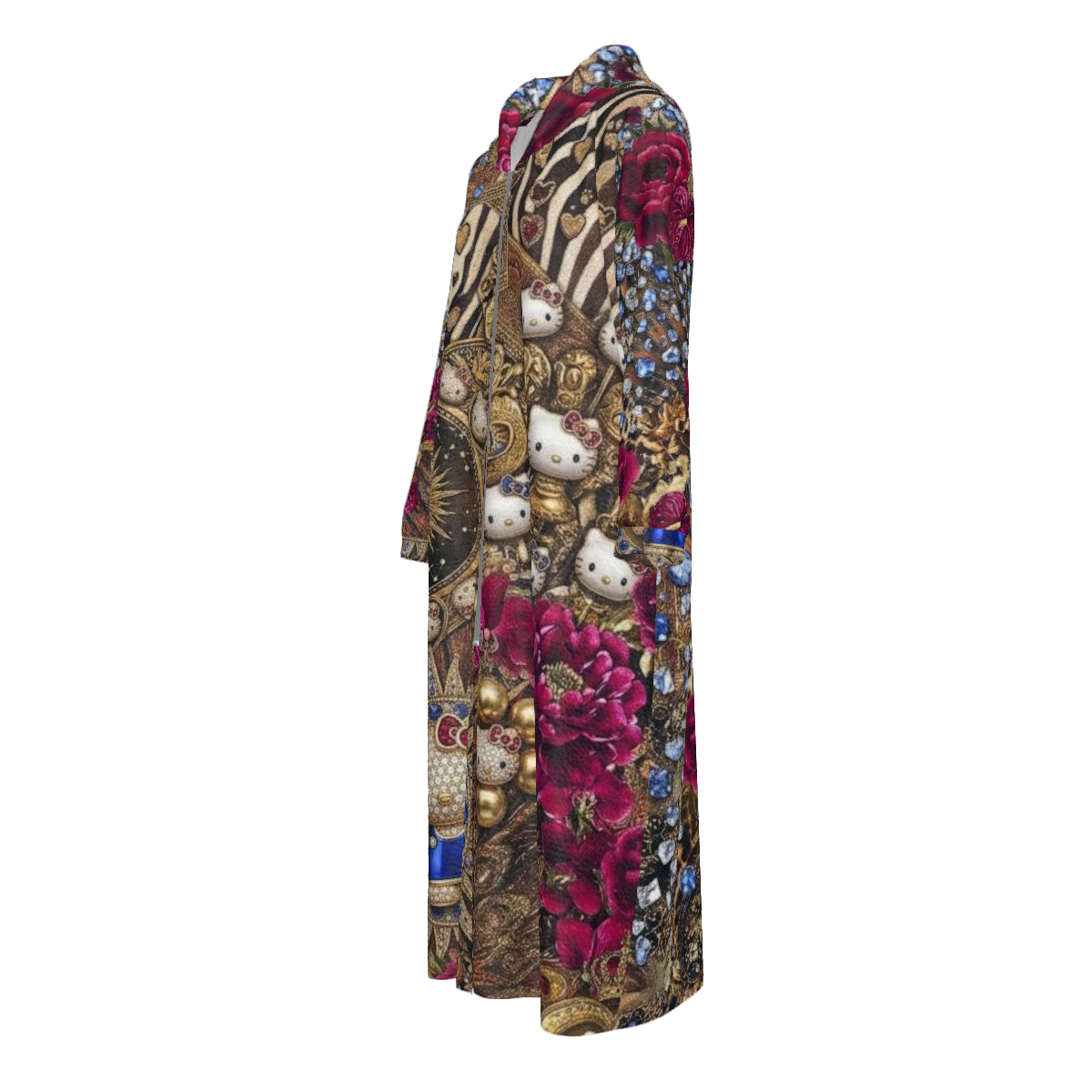 Custom Women's Velvet Zipper Maxi Dress with pockets
