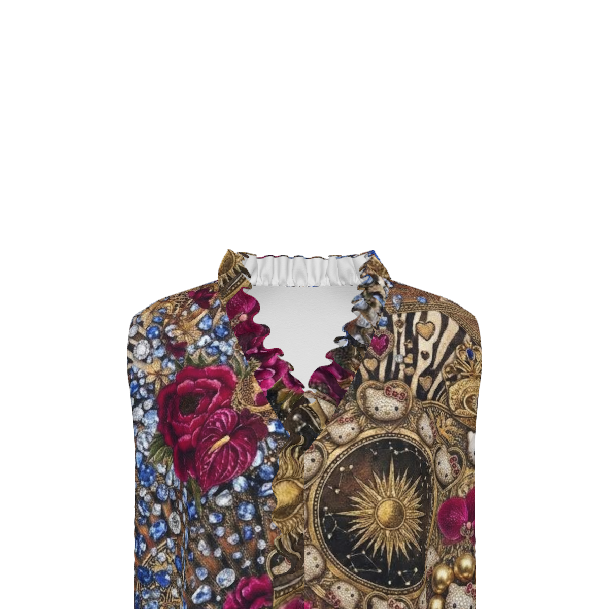 All Over Print Women's V-neck Sleeveless Ruched Tank Top