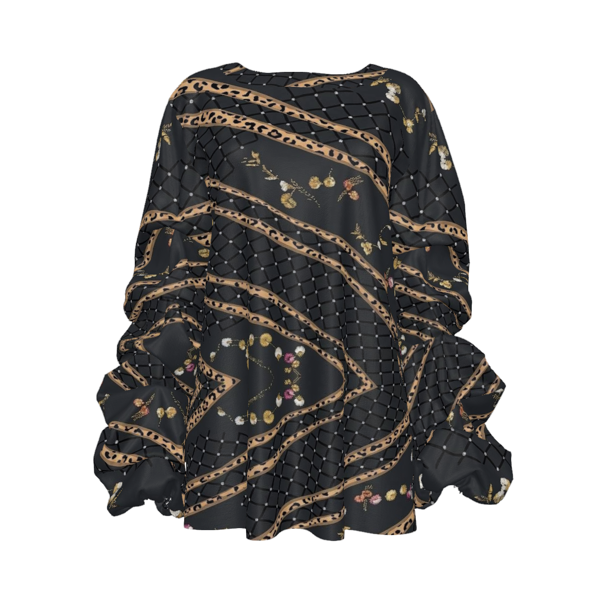 Custom Women's Round Neck Dropped Shoulder Shirred Long Sleeve Top