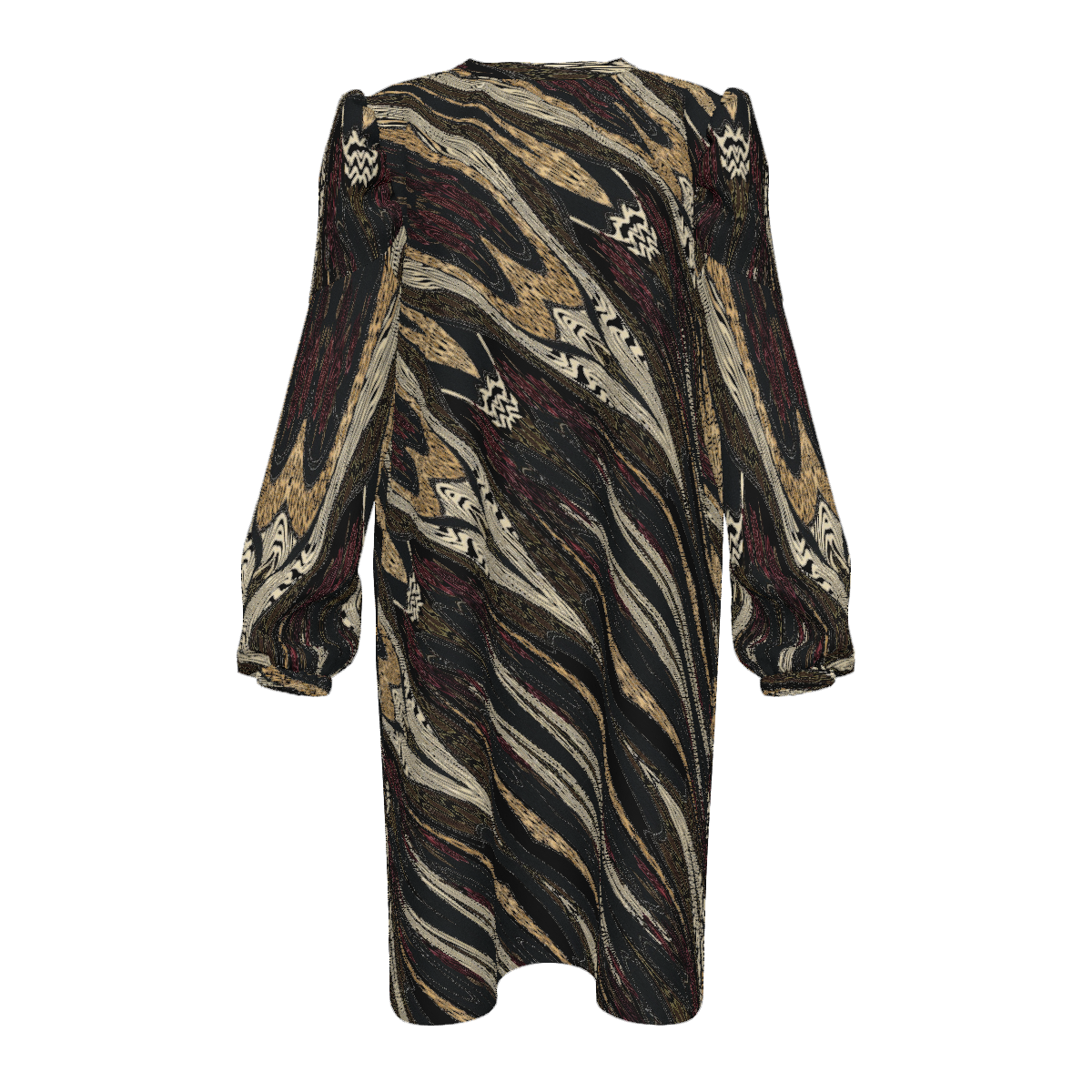Custom Women's Crew Neck Bubble Sleeve Long Sleeve Dress