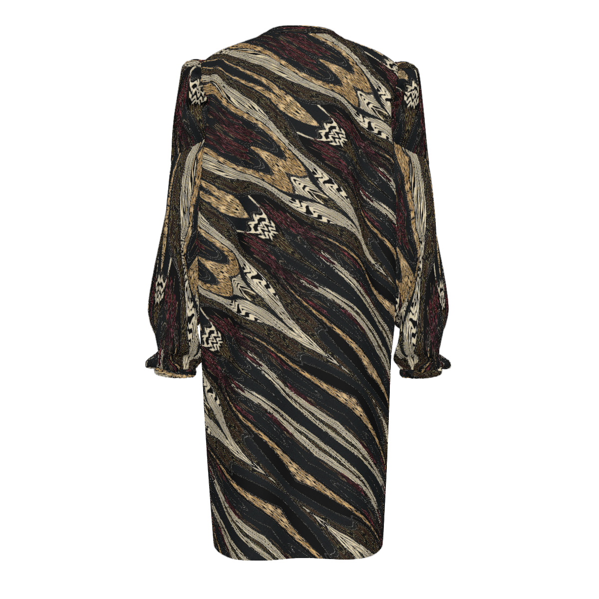 Custom Women's Crew Neck Bubble Sleeve Long Sleeve Dress