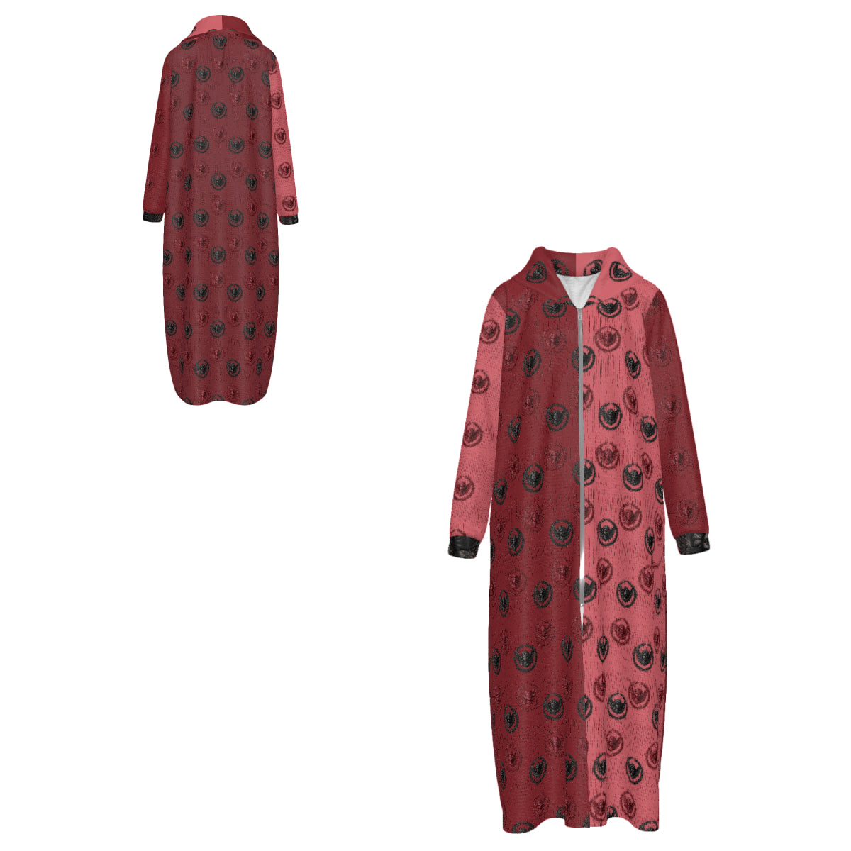 Custom Women's Velvet Zipper Maxi Dress with pockets