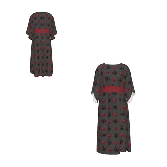 Custom Women's Crew Neck Mid-sleeve Ruched Dress