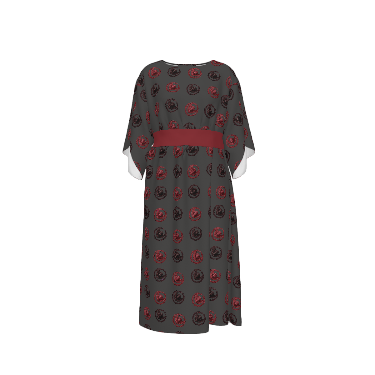Custom Women's Crew Neck Mid-sleeve Ruched Dress