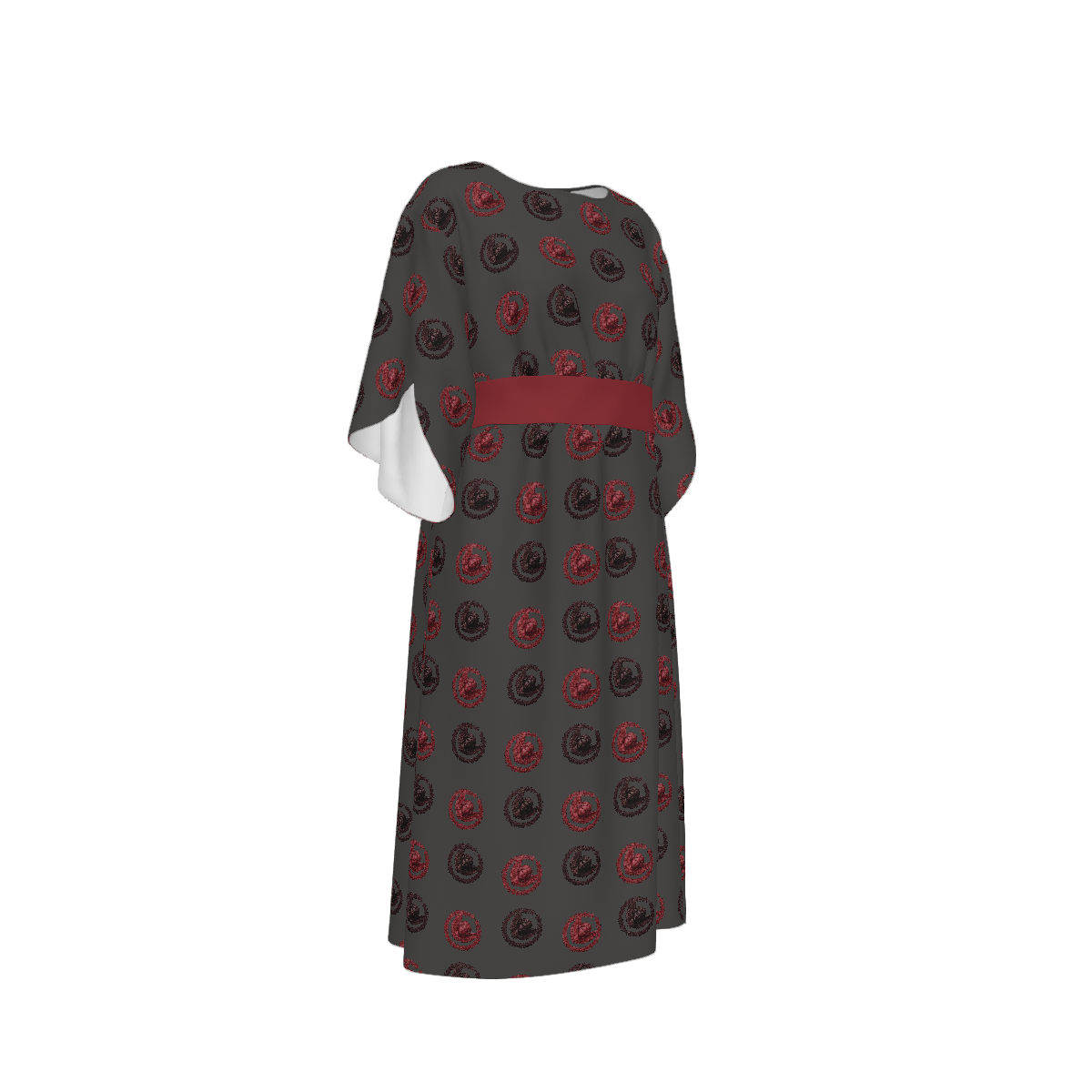 Custom Women's Crew Neck Mid-sleeve Ruched Dress
