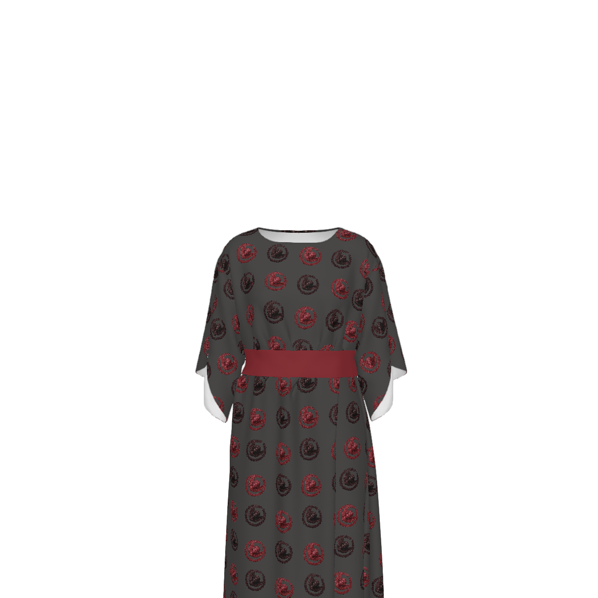 Custom Women's Crew Neck Mid-sleeve Ruched Dress