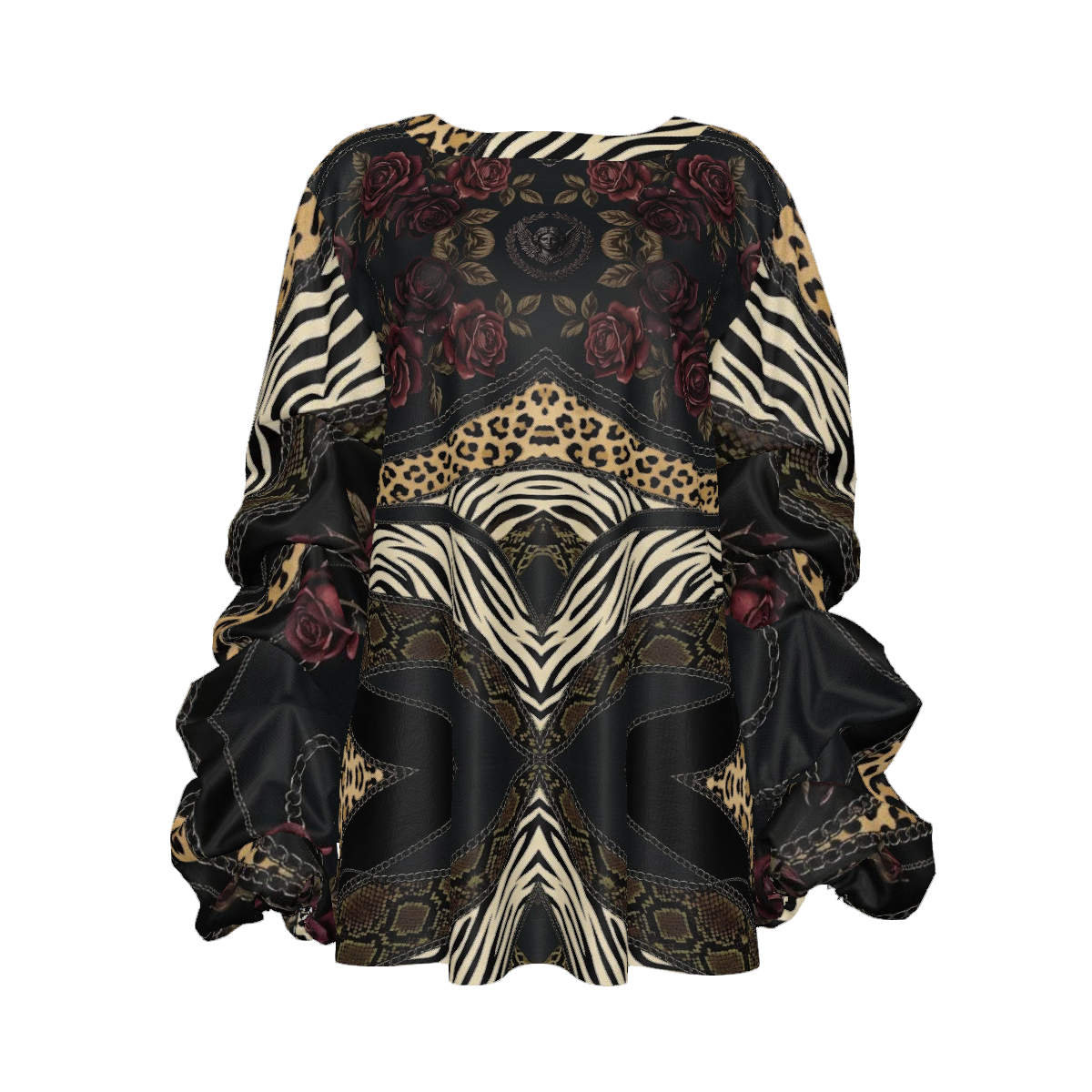 Custom Women's Round Neck Dropped Shoulder Shirred Long Sleeve Top