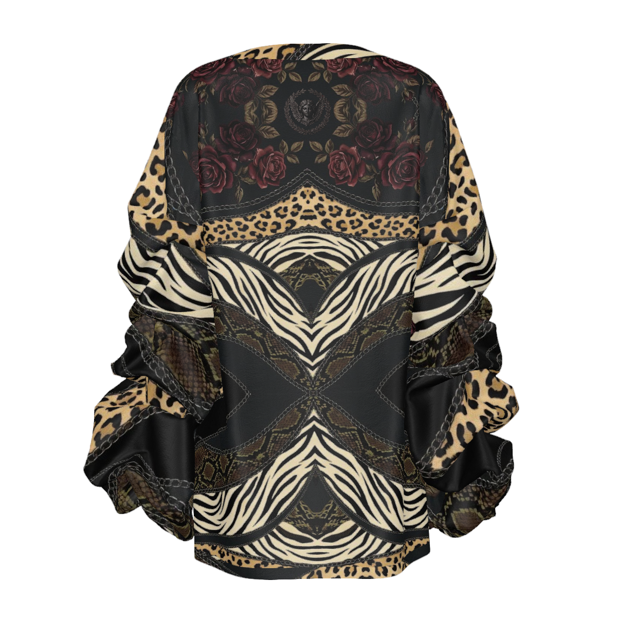 Custom Women's Round Neck Dropped Shoulder Shirred Long Sleeve Top