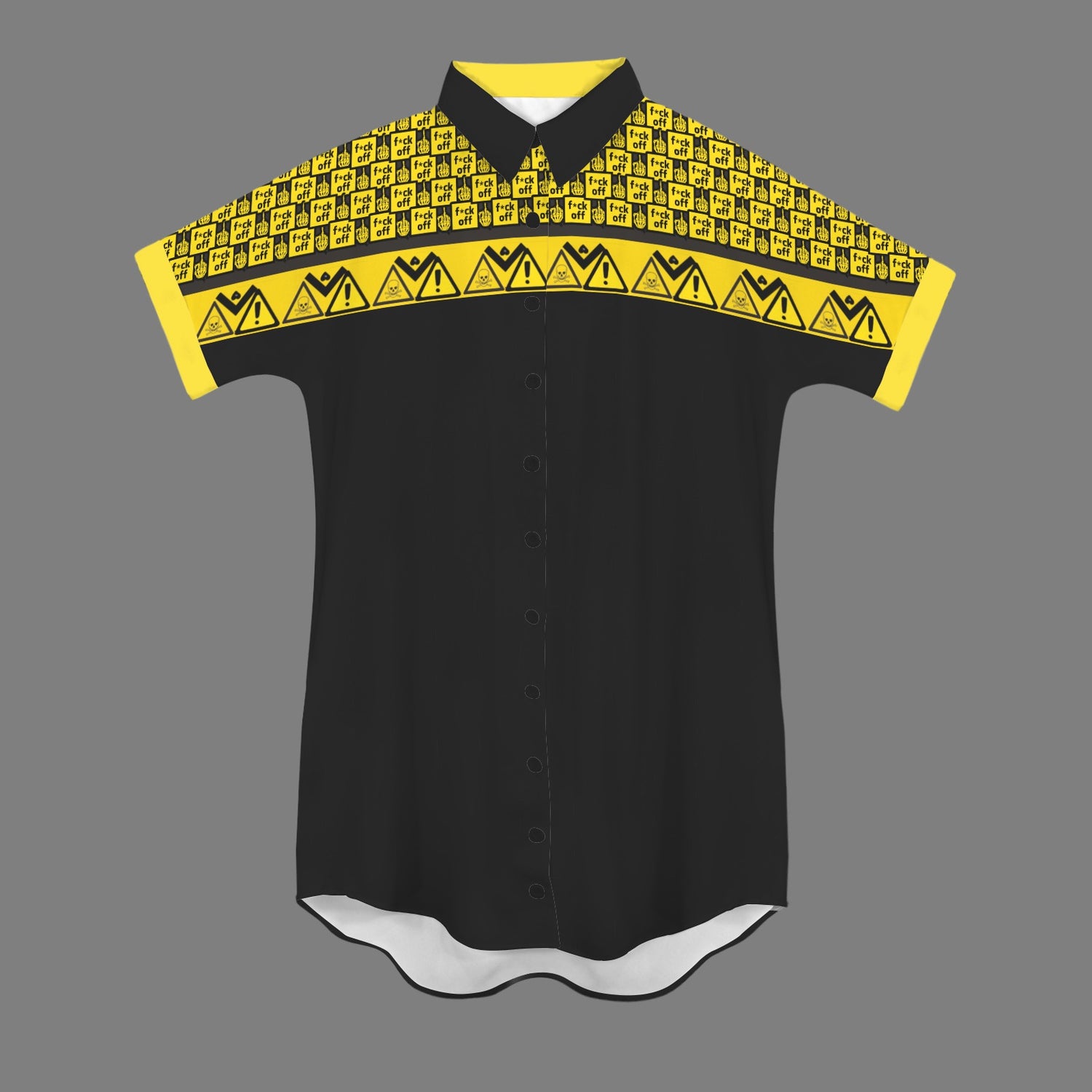 Caution T-Shirt Dress Yellow Black