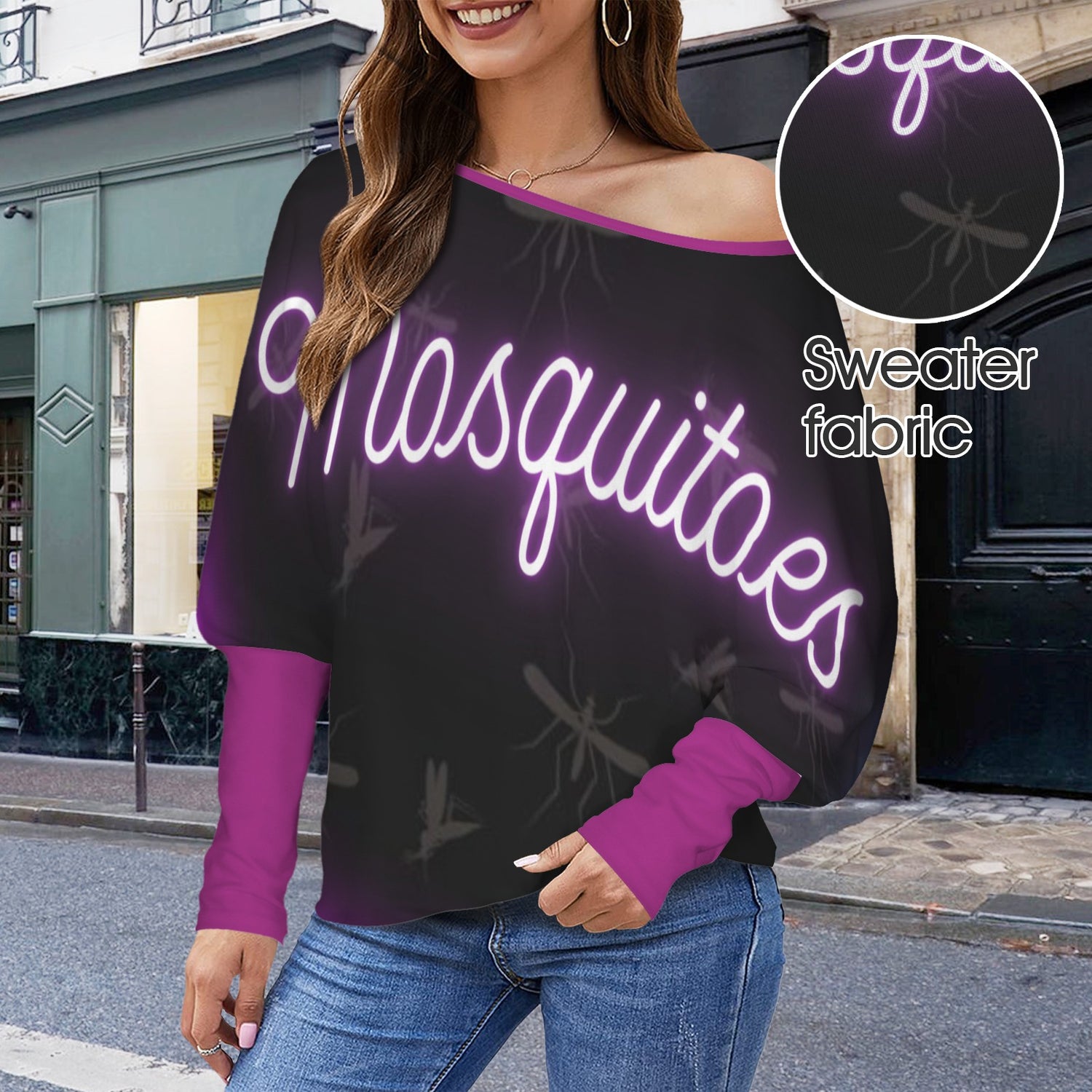 Mosquitoes Sweater Purple Sleeve