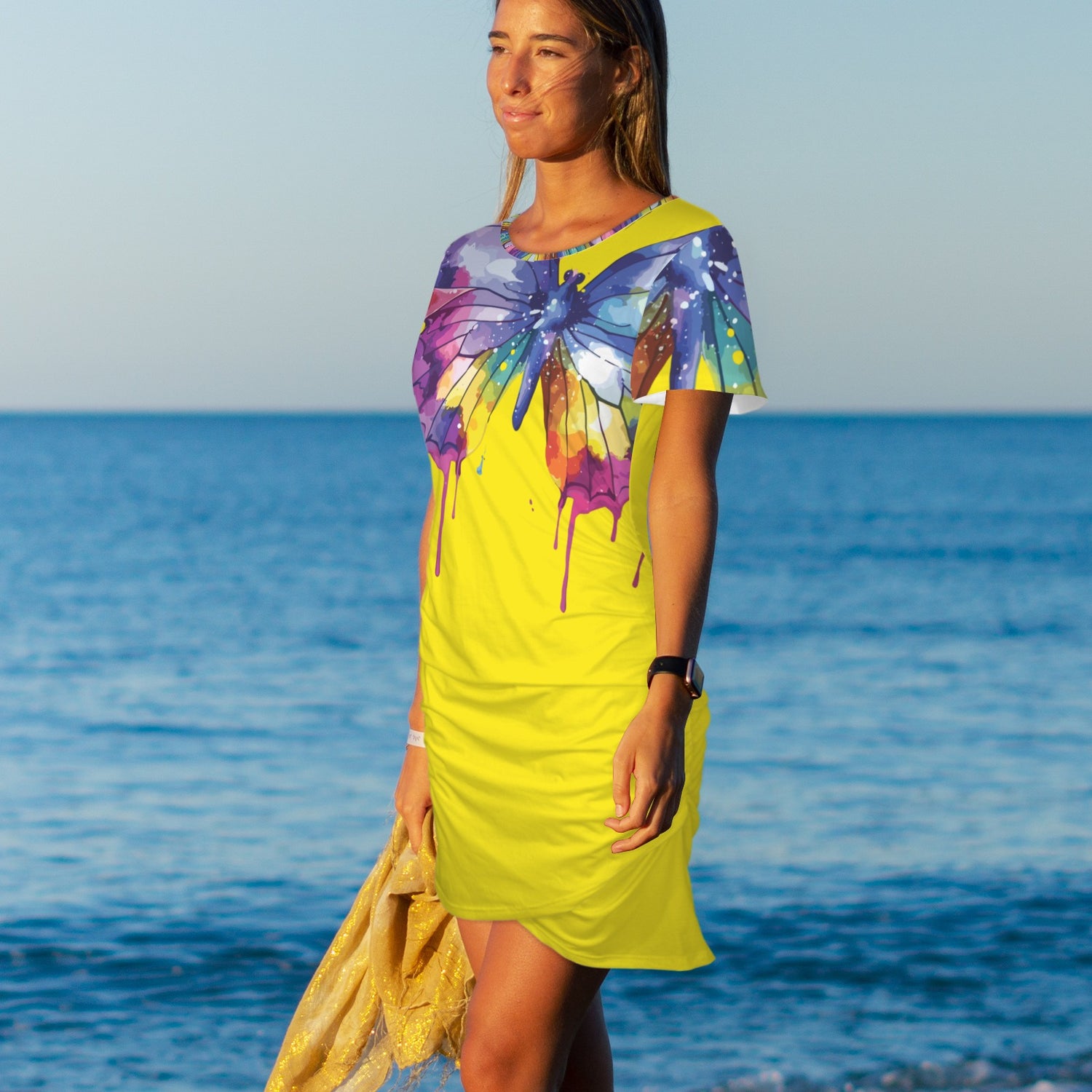 Butterfly Yellow Bodycon Dress