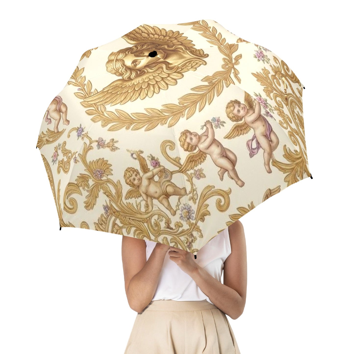 Baroque Putti Semi Automatic Foldable Umbrella