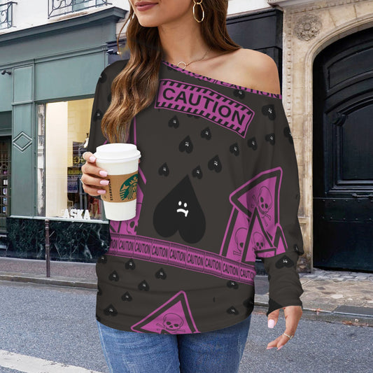Caution Shoulder Off Sweatshirt 2