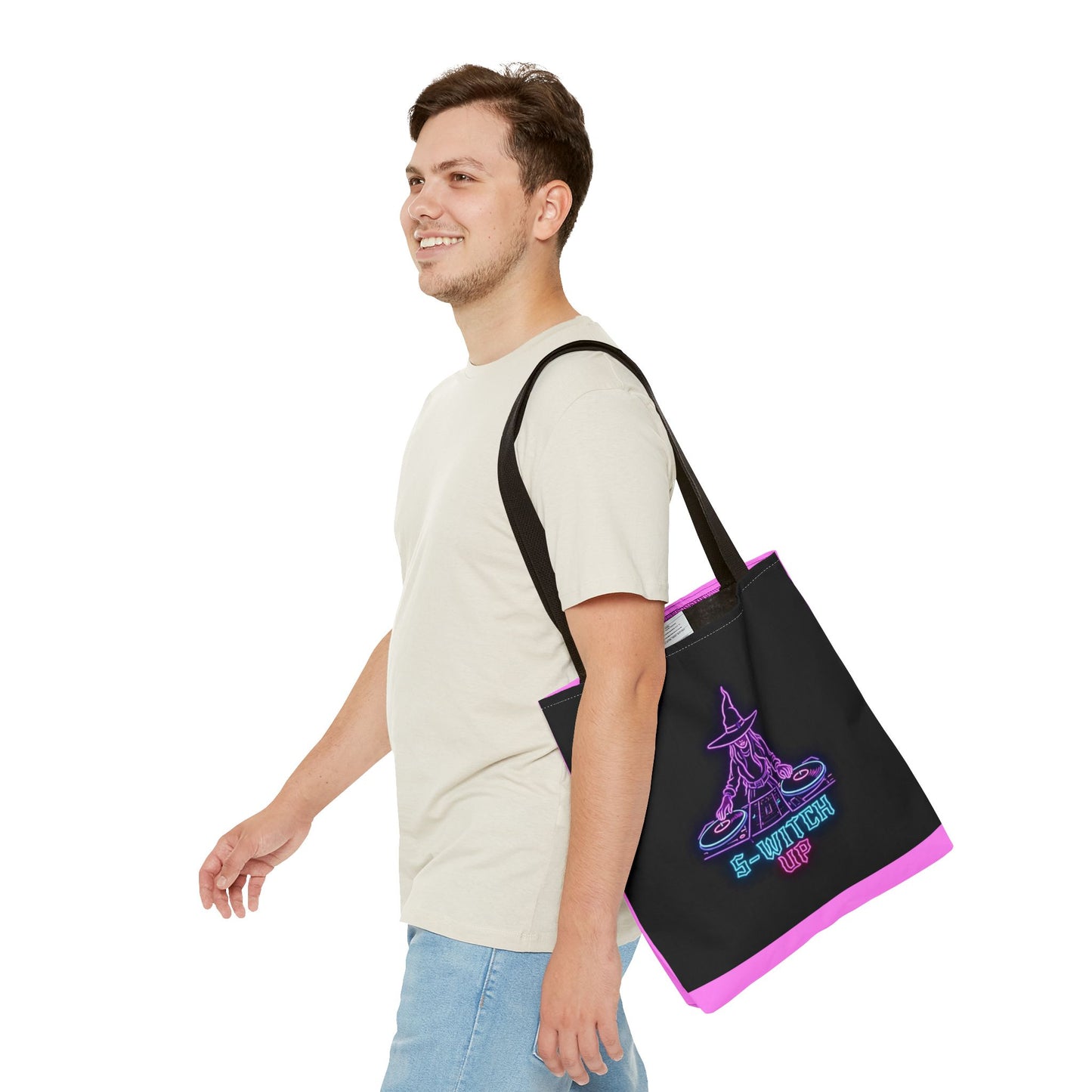 S-WITCH UP Neon Logo Tote Bag Black/Pink