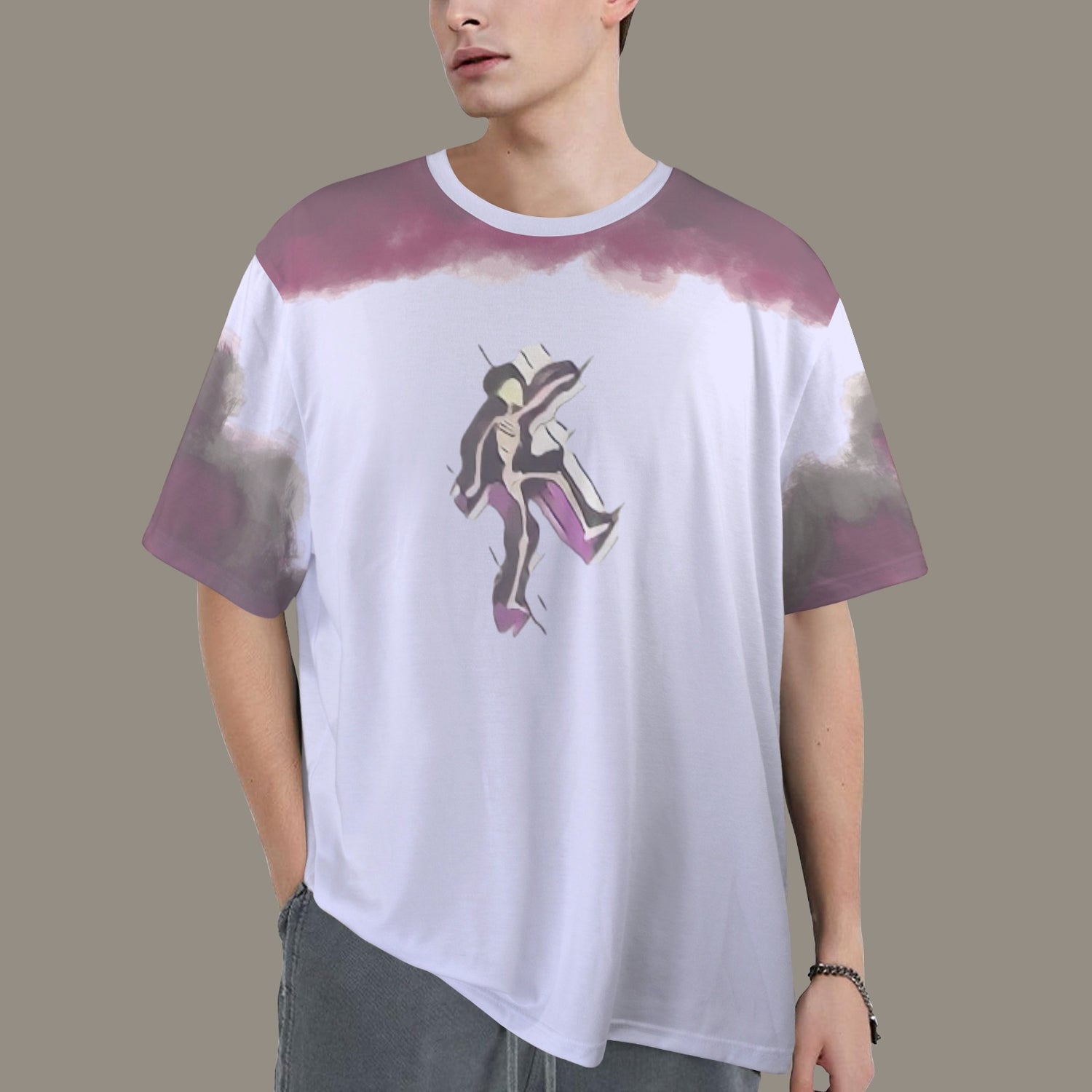 Humans Scare Me Jimmy Cloud T-Shirt Light Lilac Skeleton Front