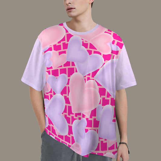 SE SON ROSE T-SHIRT -HOT PINK/LILAC WALL & HEARTS - SOLID LILAC BACK