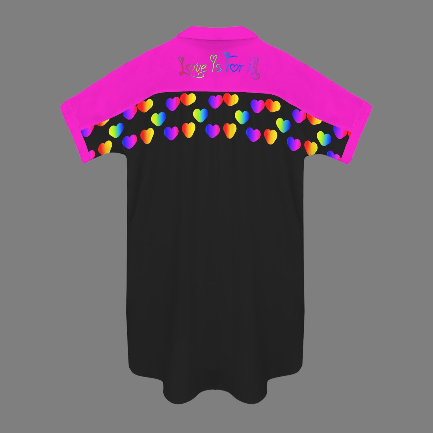 Love IS For All V2 T Shirt Dress Short Sleeve black Pink 2