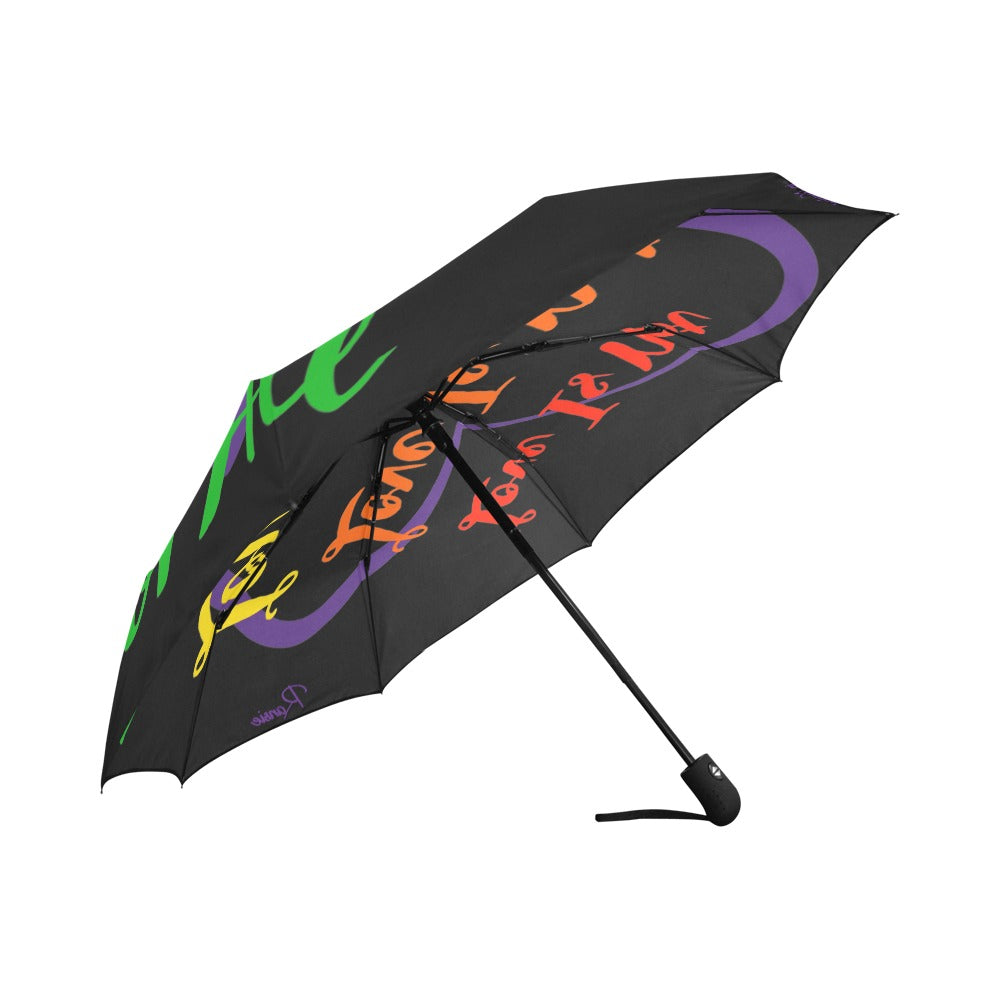 LINFA Black Automatic Foldable Umbrella Ransie in Neverland