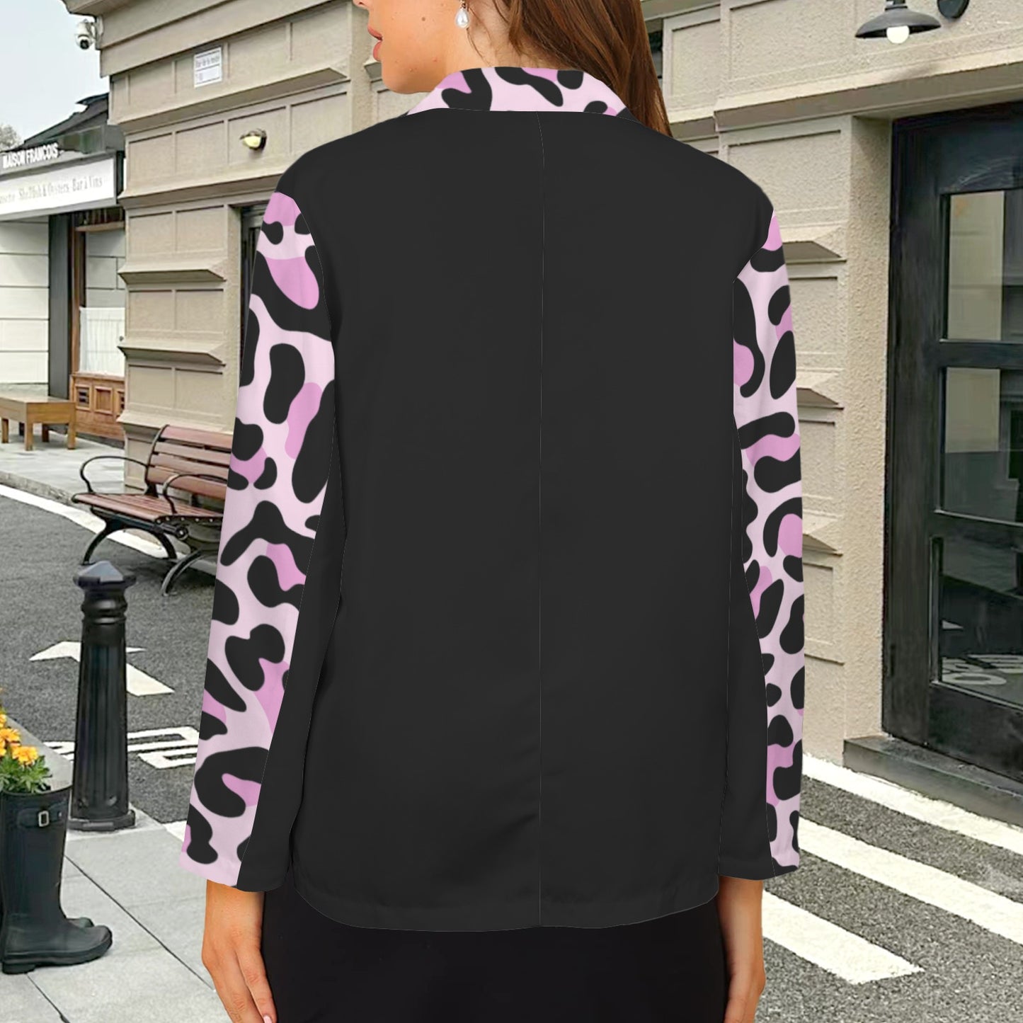 Leopard Jacket Black Pink Caution