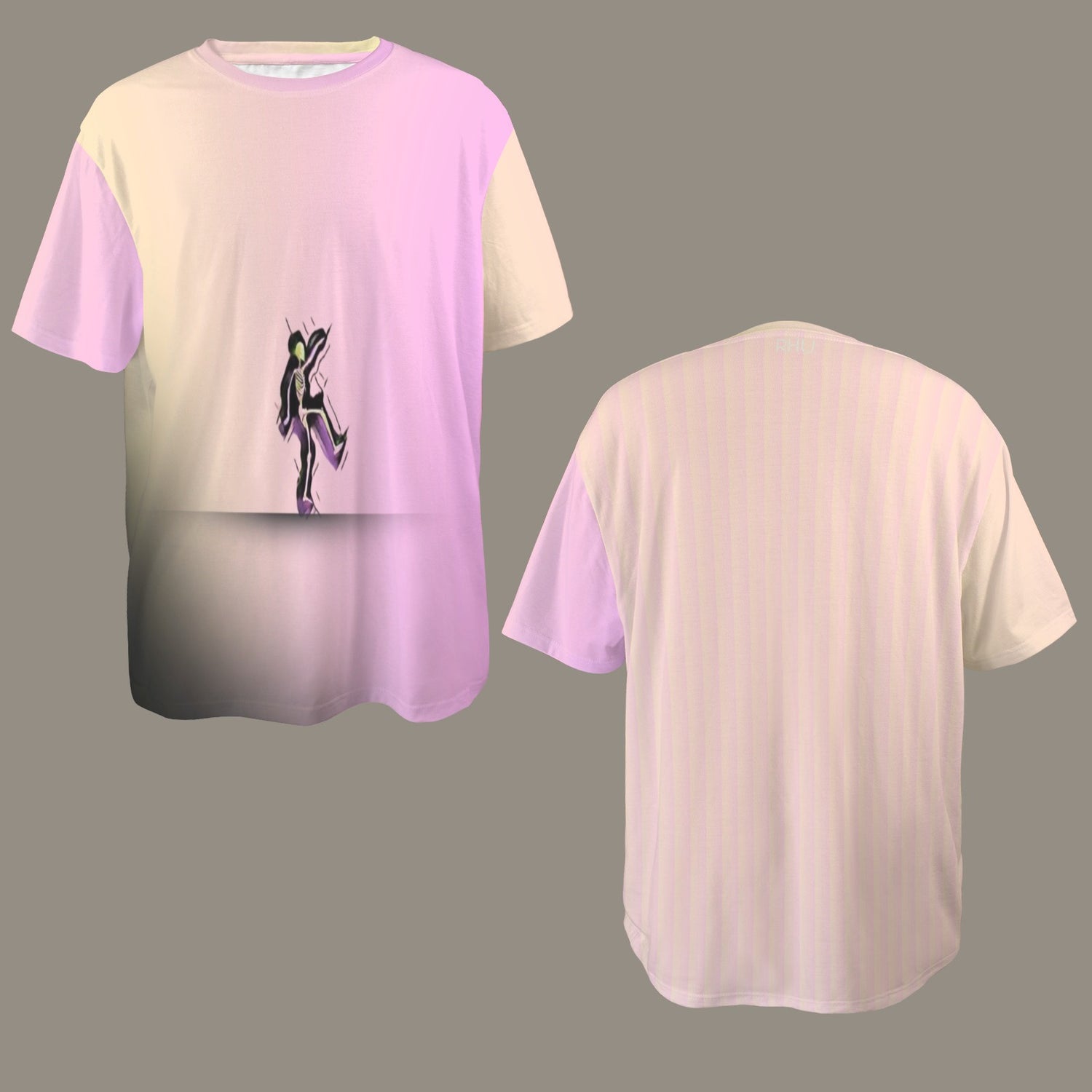HSM T-shirt Skeleton Pink Yellow fade