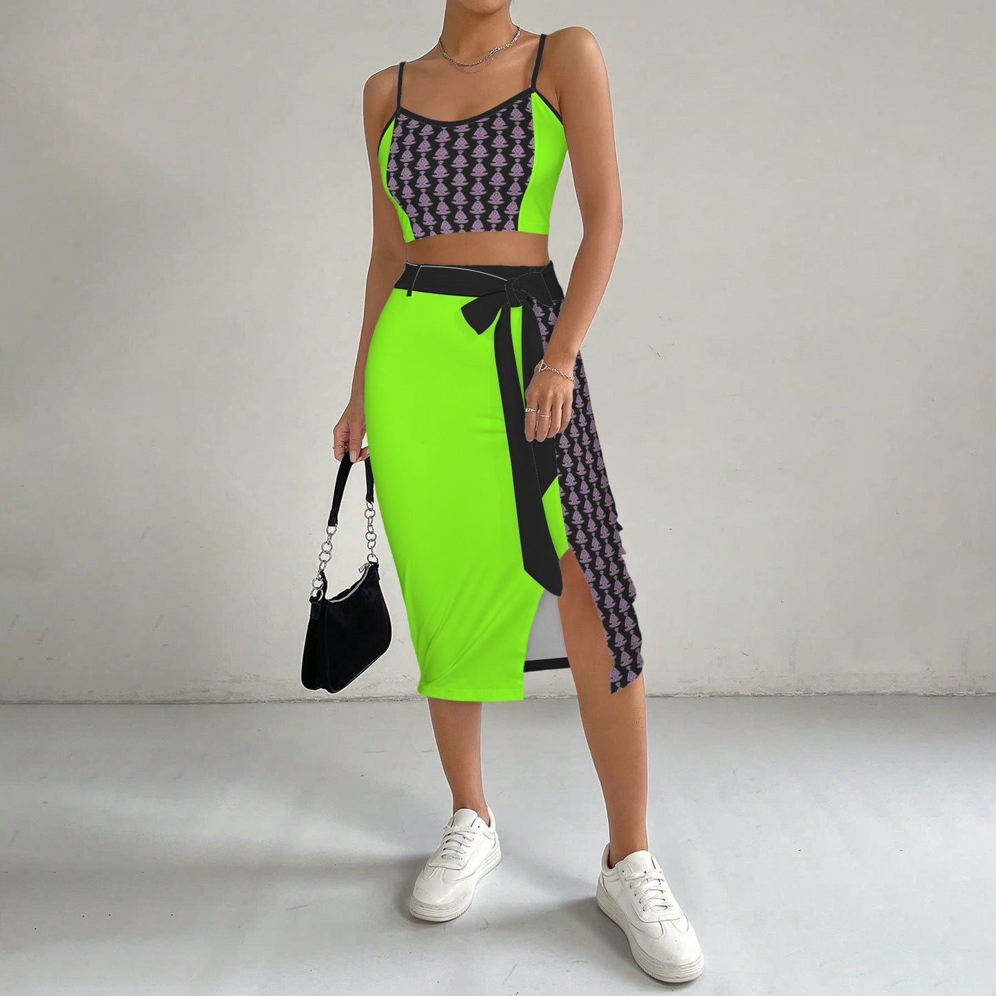 Buddha Skirt Top Fluo Green Black