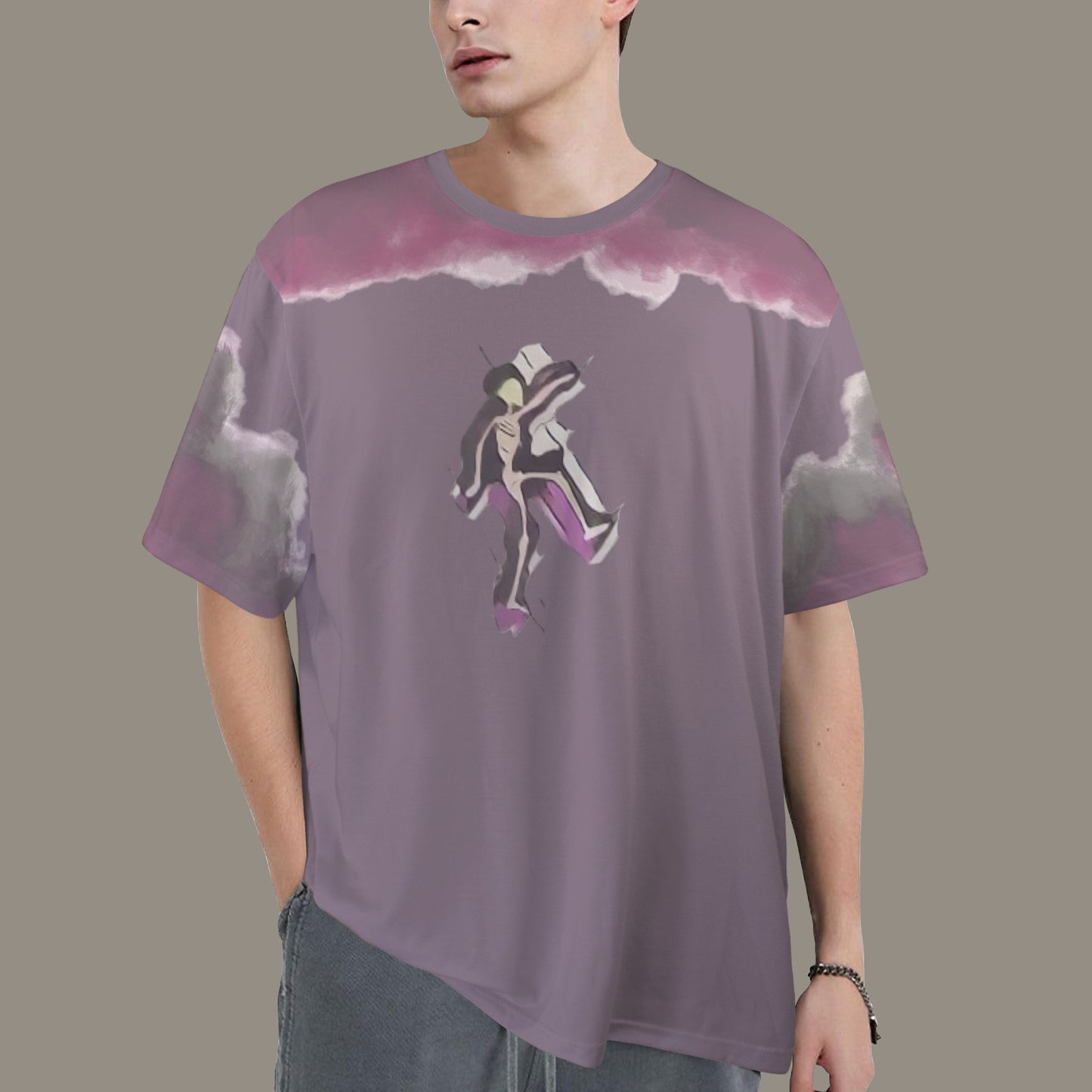 Humans Scare Me Jimmy Cloud T-Shirt Mauve Skeleton Front
