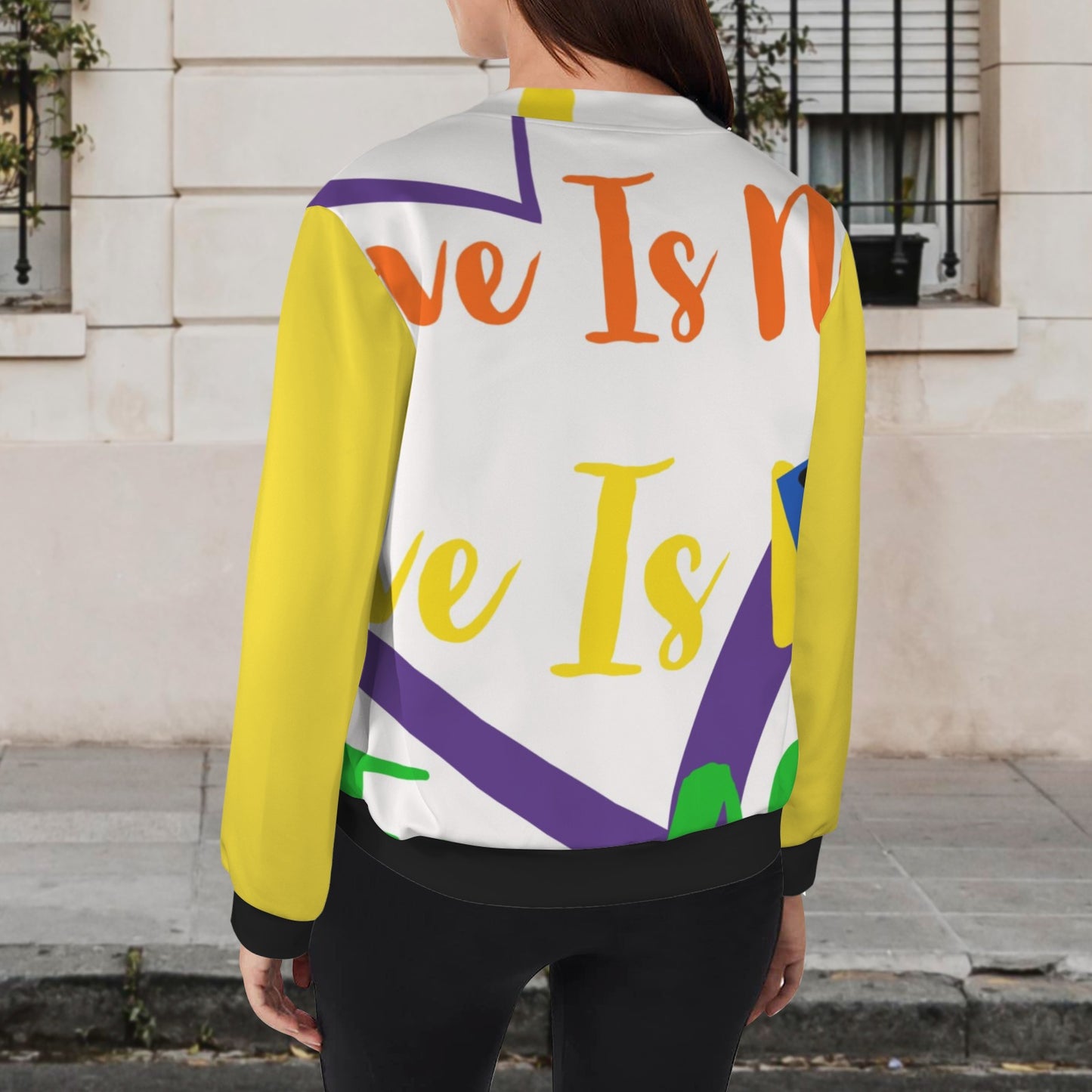 LINFA Yellow SLeeve Bomber Jacket