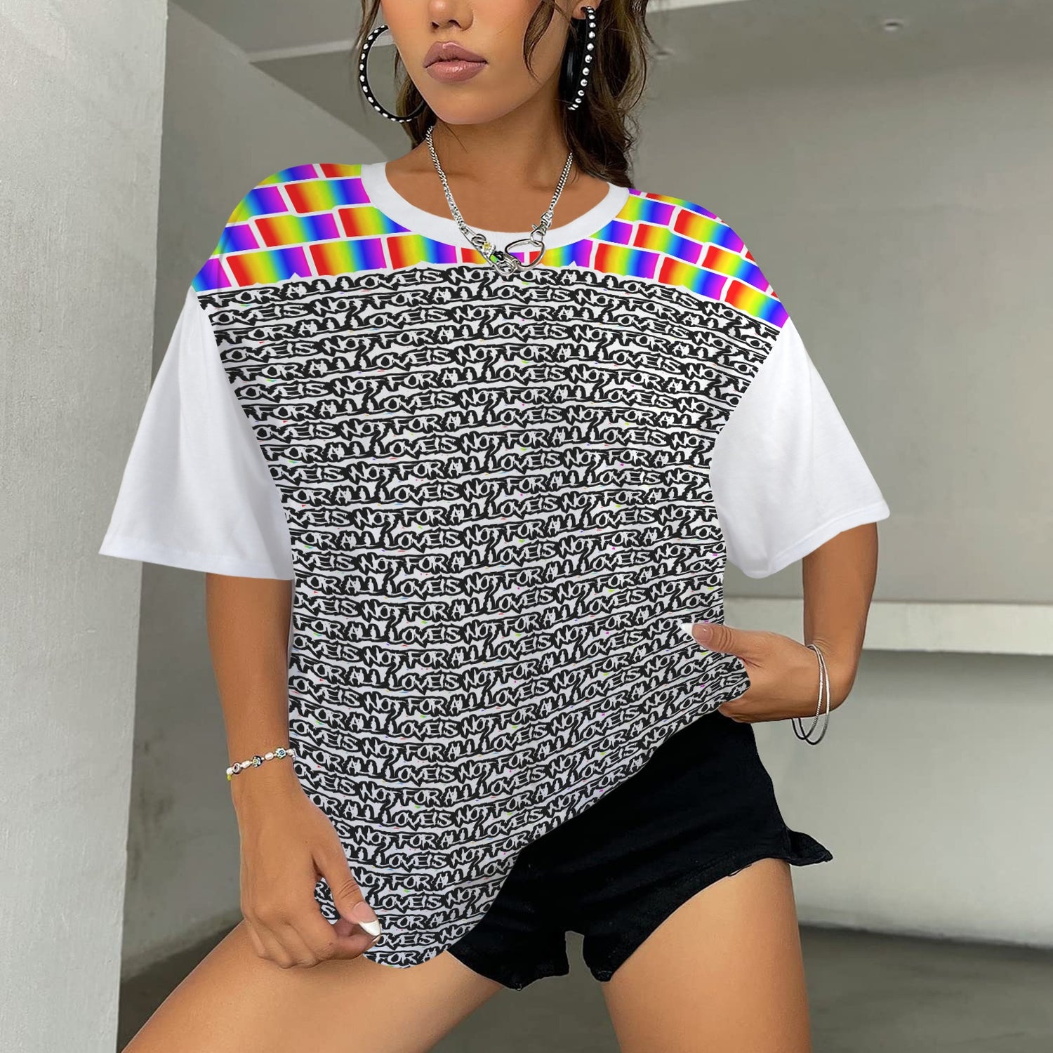 LINFA - T-SHIRT PEACE FLAG WHITE