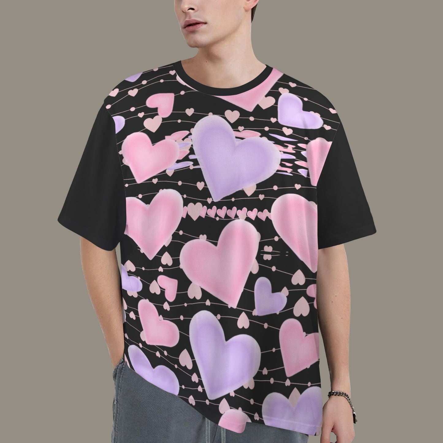 RANSIE IN NEVERLAND FIGURE HEARTS  T-SHIRT Black