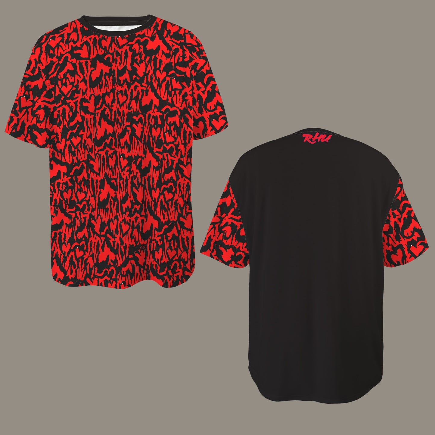 CAUTION  Mosquitoes  HEARTS White T-SHIRT Black Red