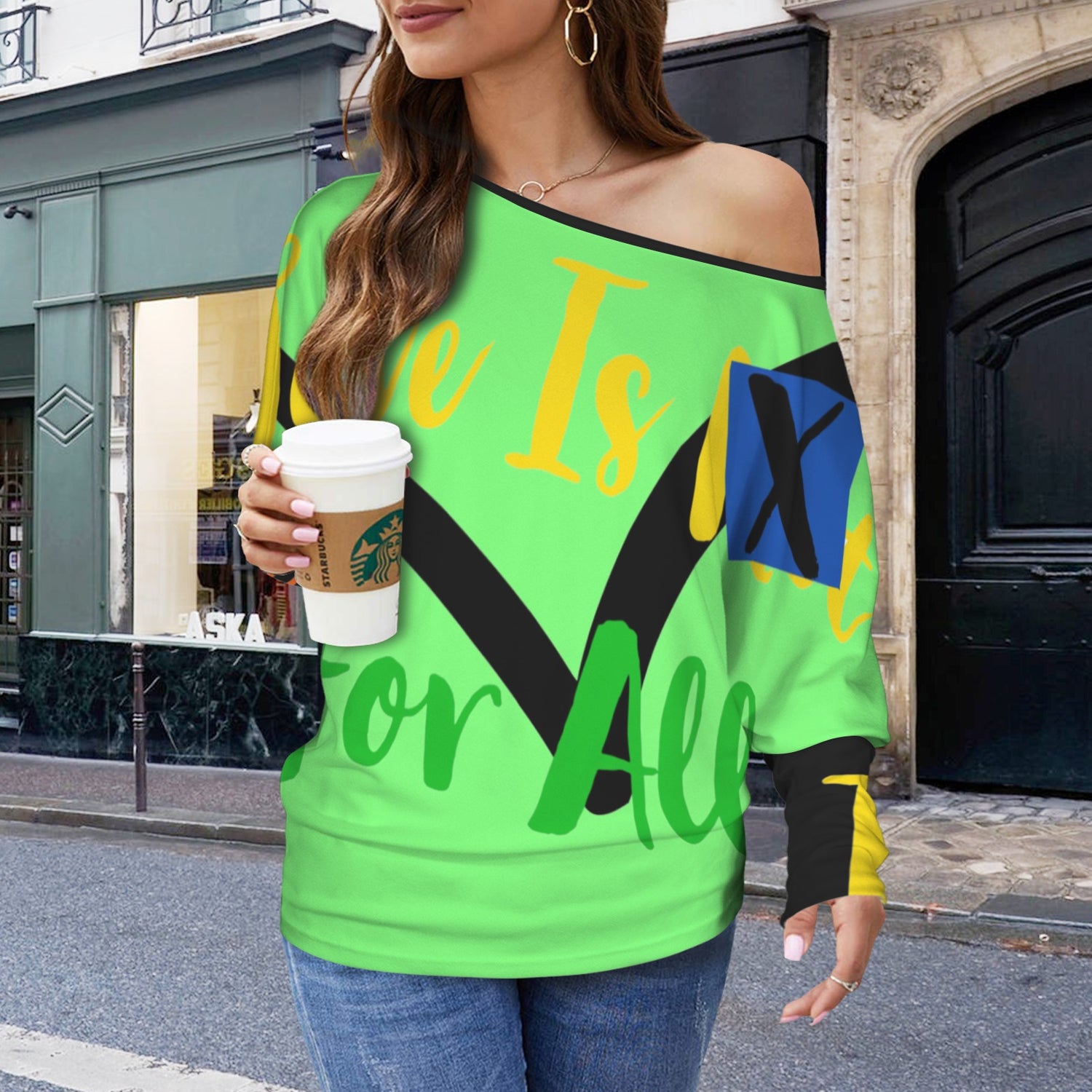 Mosquitoes Sweater Bright Green Black Sleeve