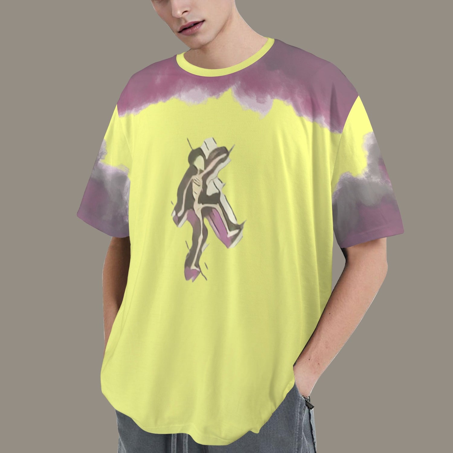 Humans Scare Me Jimmy Cloud T-Shirt Light Yellow Skeleton Front