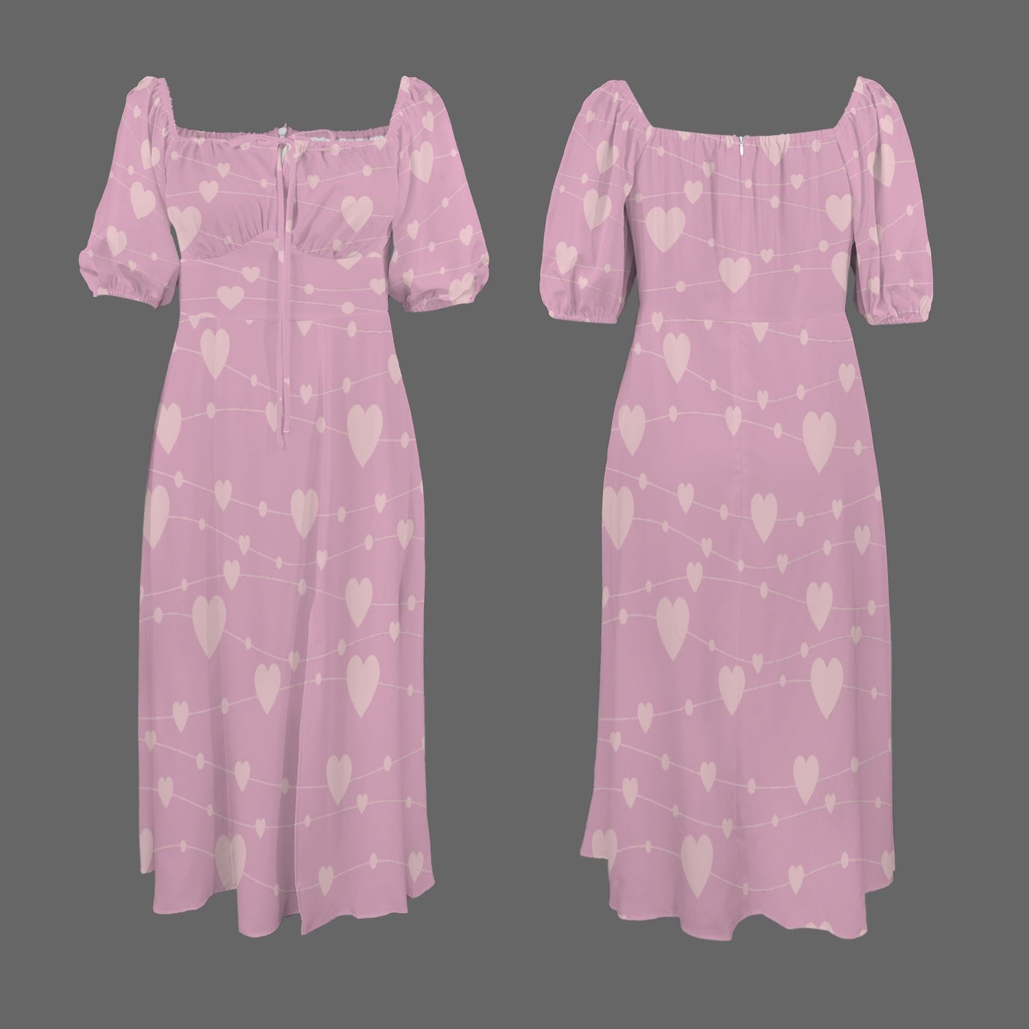 Connected hearts Long Dress Neutral Pink
