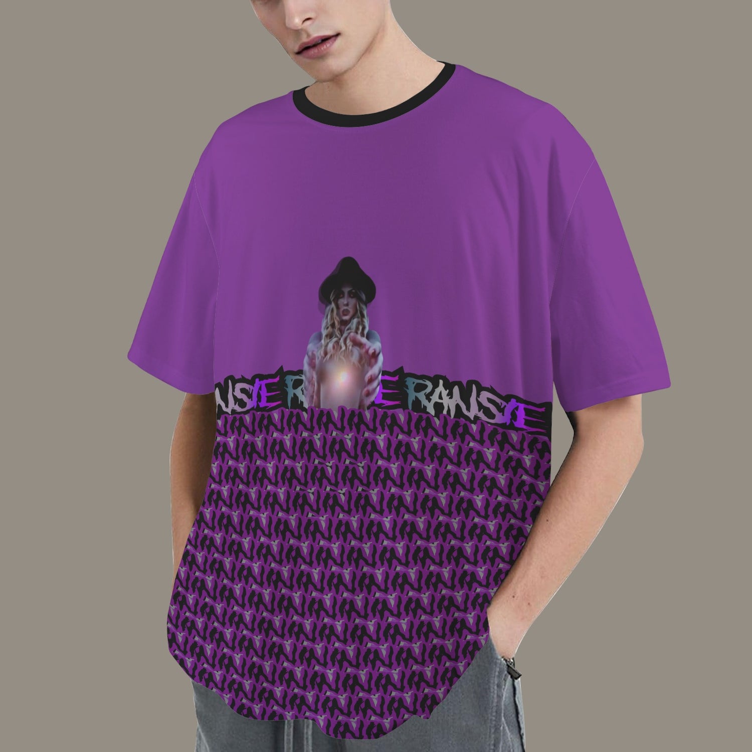 RANSIE IN NEVERLAND FIGURE GHOSTS WALL BLUE T-SHIRT