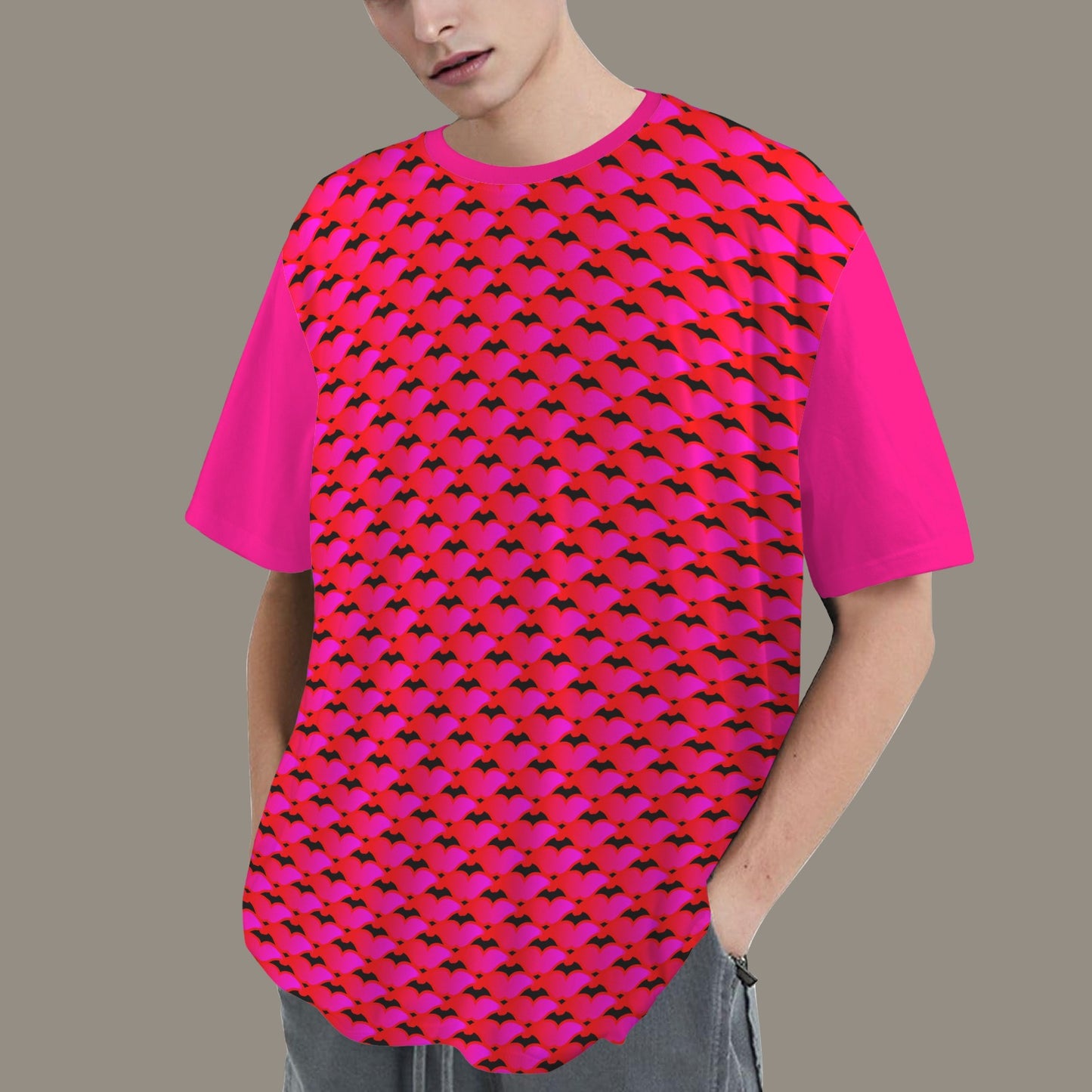 SE SON ROSE T-SHIRT -MAGENTA PINK/RED MOUTHS SOLID MAGENTA BACK