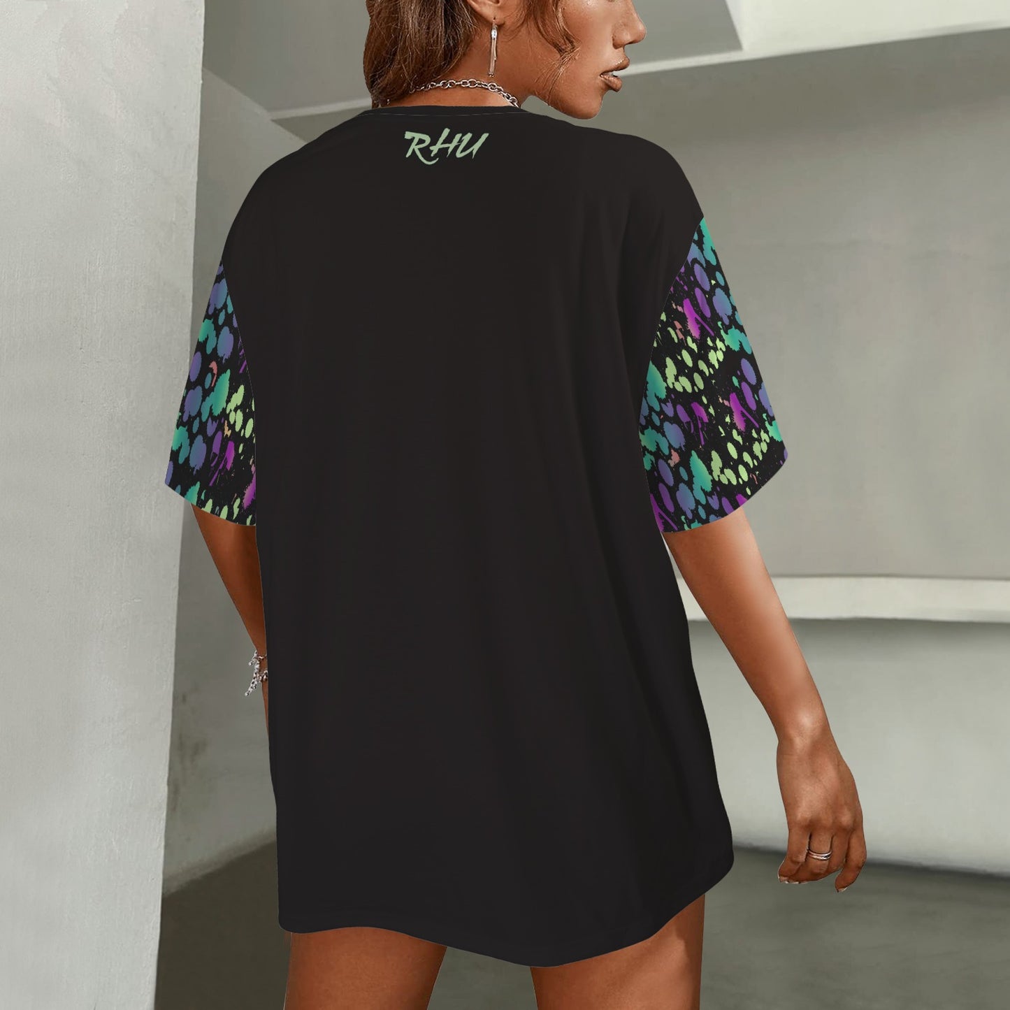 Hidden Name T-shirt Multicolor Green Multi Black Ransie Pattern 2