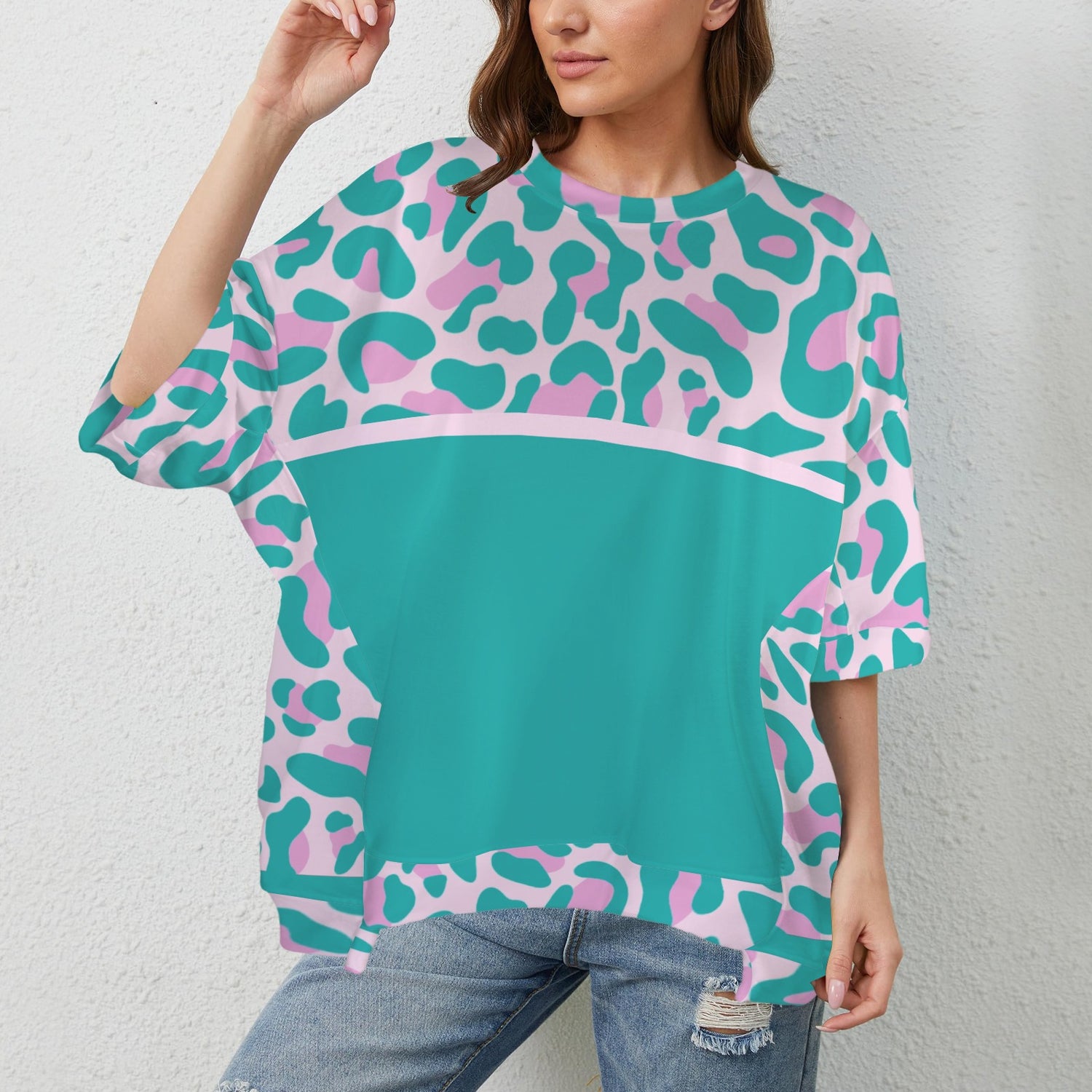 Maglia mamma Leopard Pink Torquise