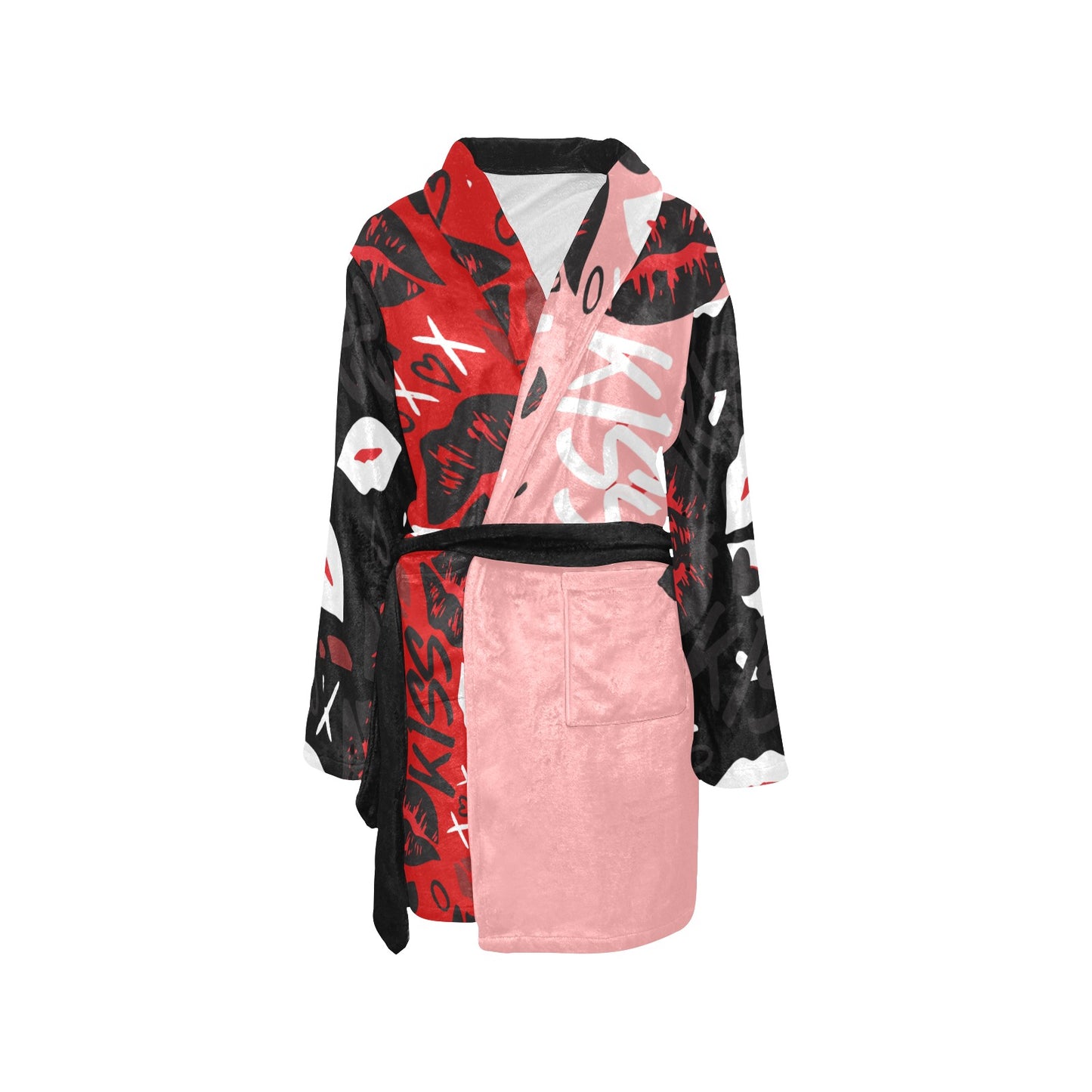 Night  Robe Black Red Pink