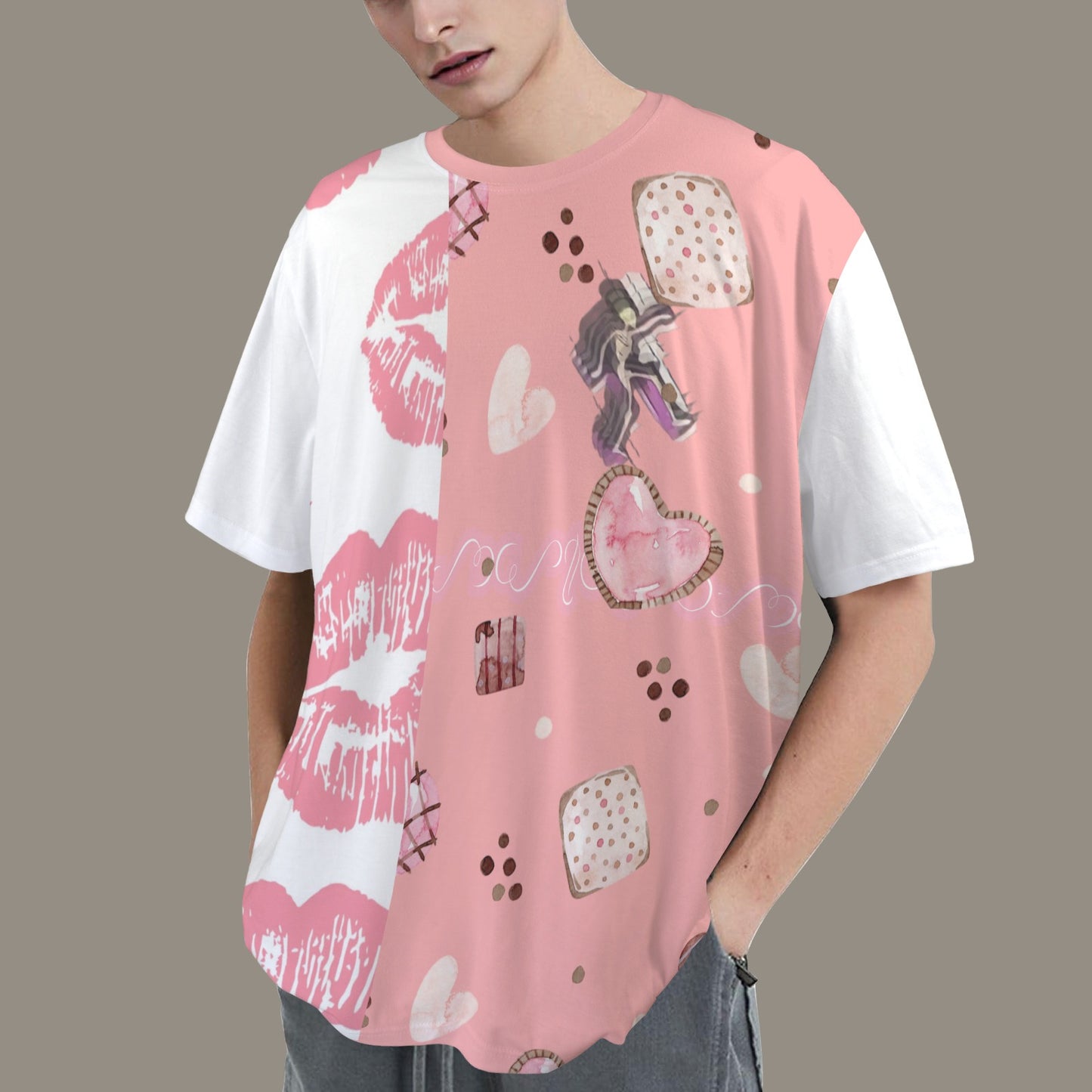 Hidden Name T-shirt Mouth Cookies Pink White