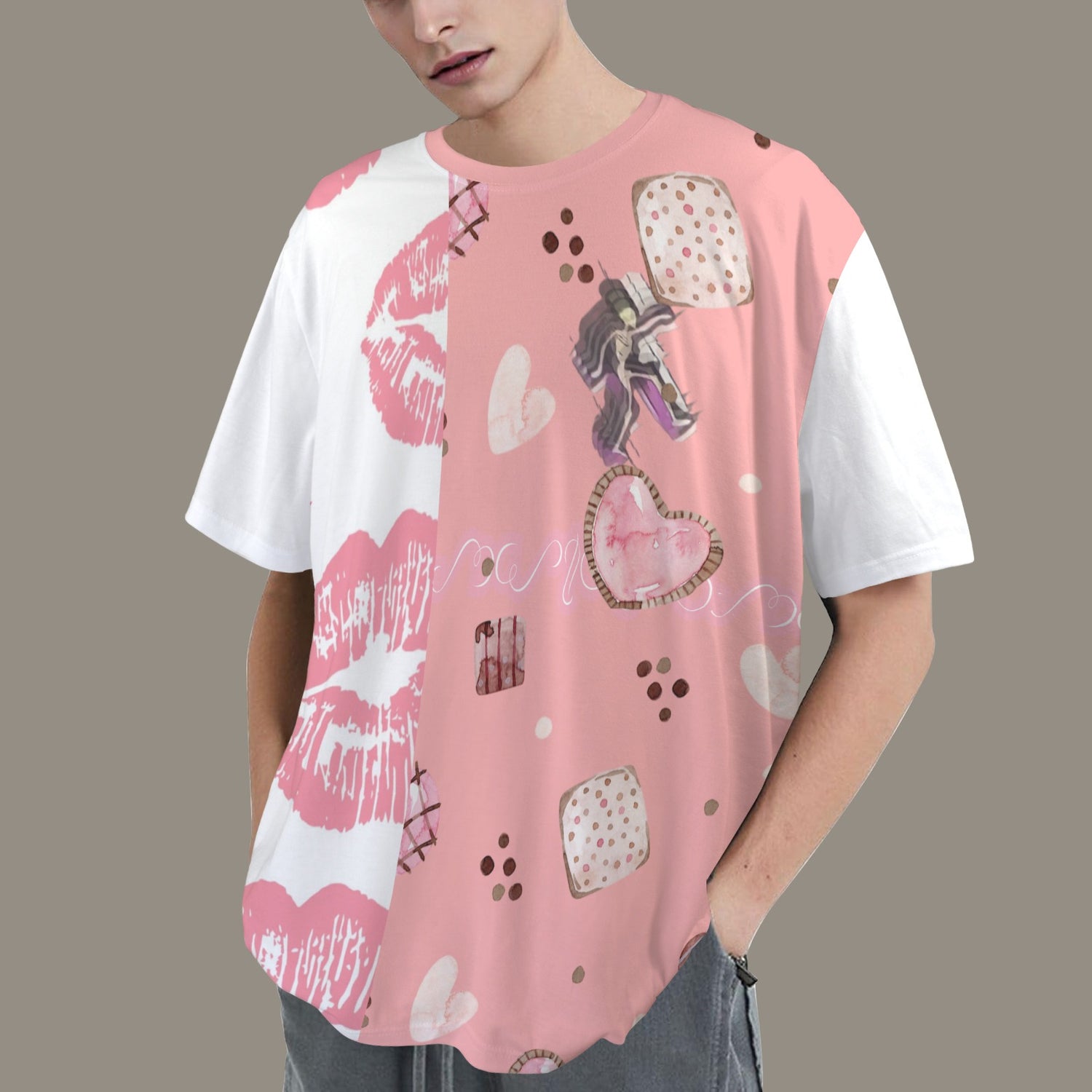 Hidden Name T-shirt Mouth Cookies Pink White