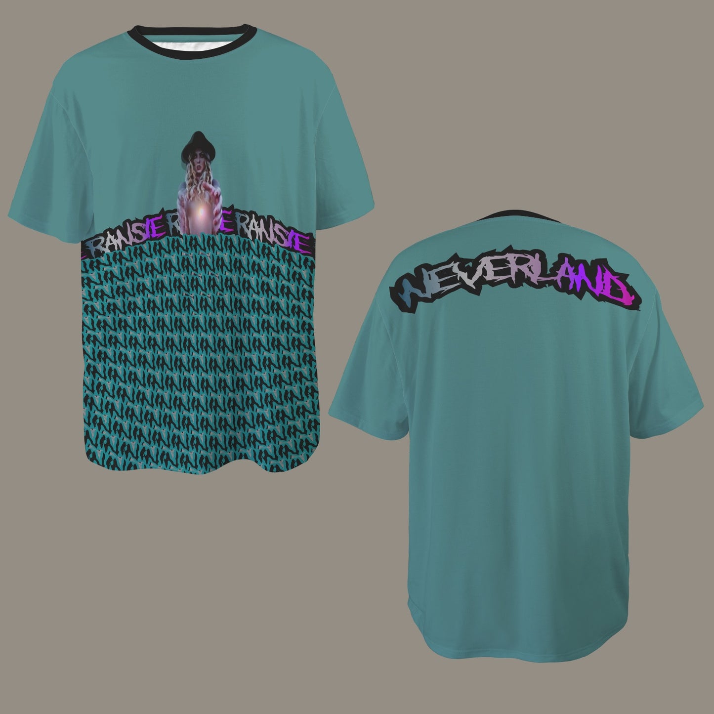 RANSIE IN NEVERLAND FIGURE GHOSTS WALL BLUE T-SHIRT