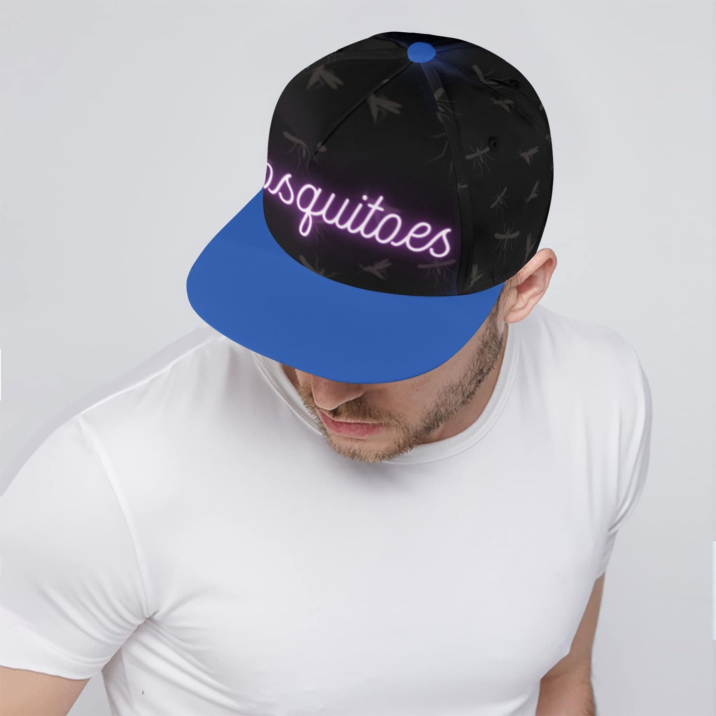 Mosquitoes Black Blue /Blue Button Snapback Hat