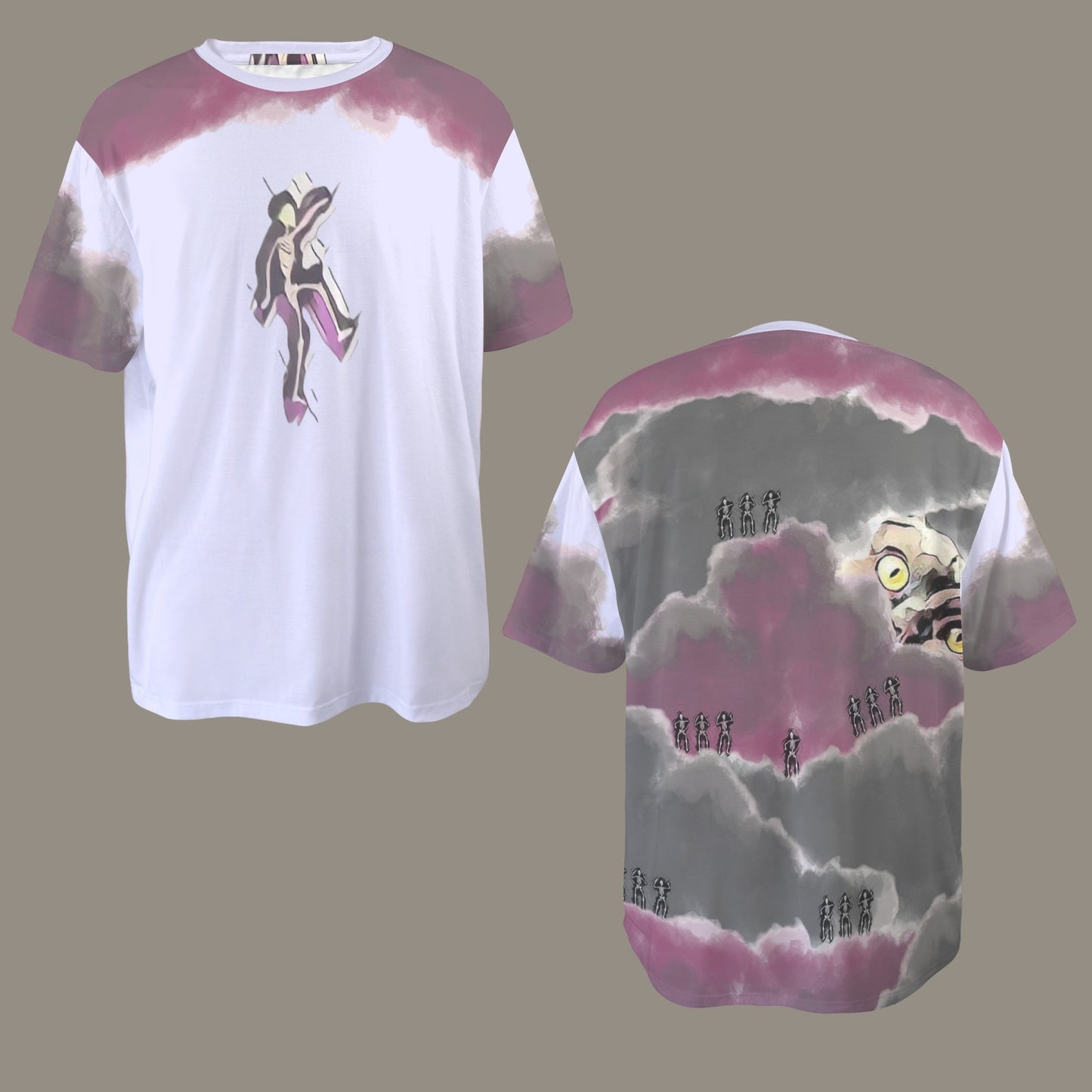 Humans Scare Me Jimmy Cloud T-Shirt Light Lilac Skeleton Front