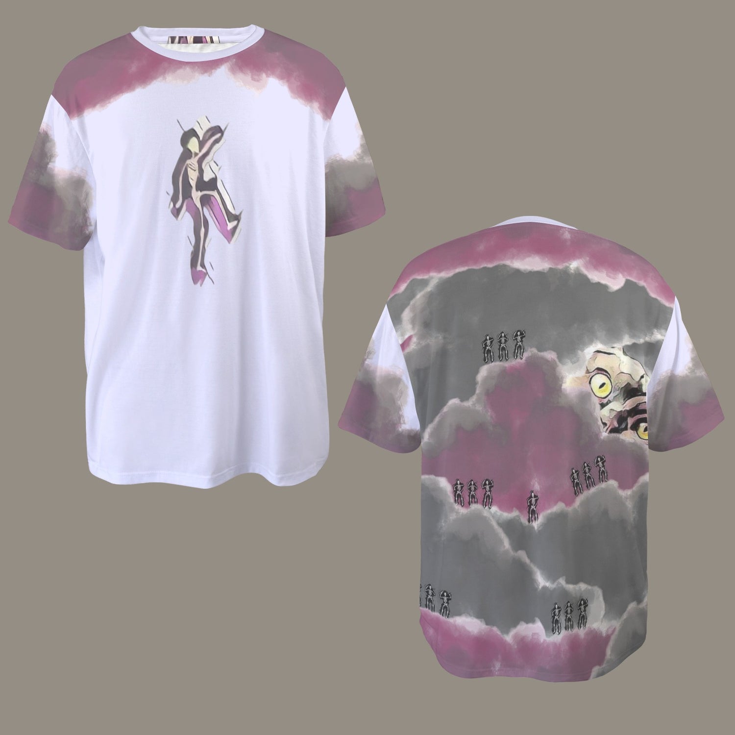 Humans Scare Me Jimmy Cloud T-Shirt Light Lilac Skeleton Front