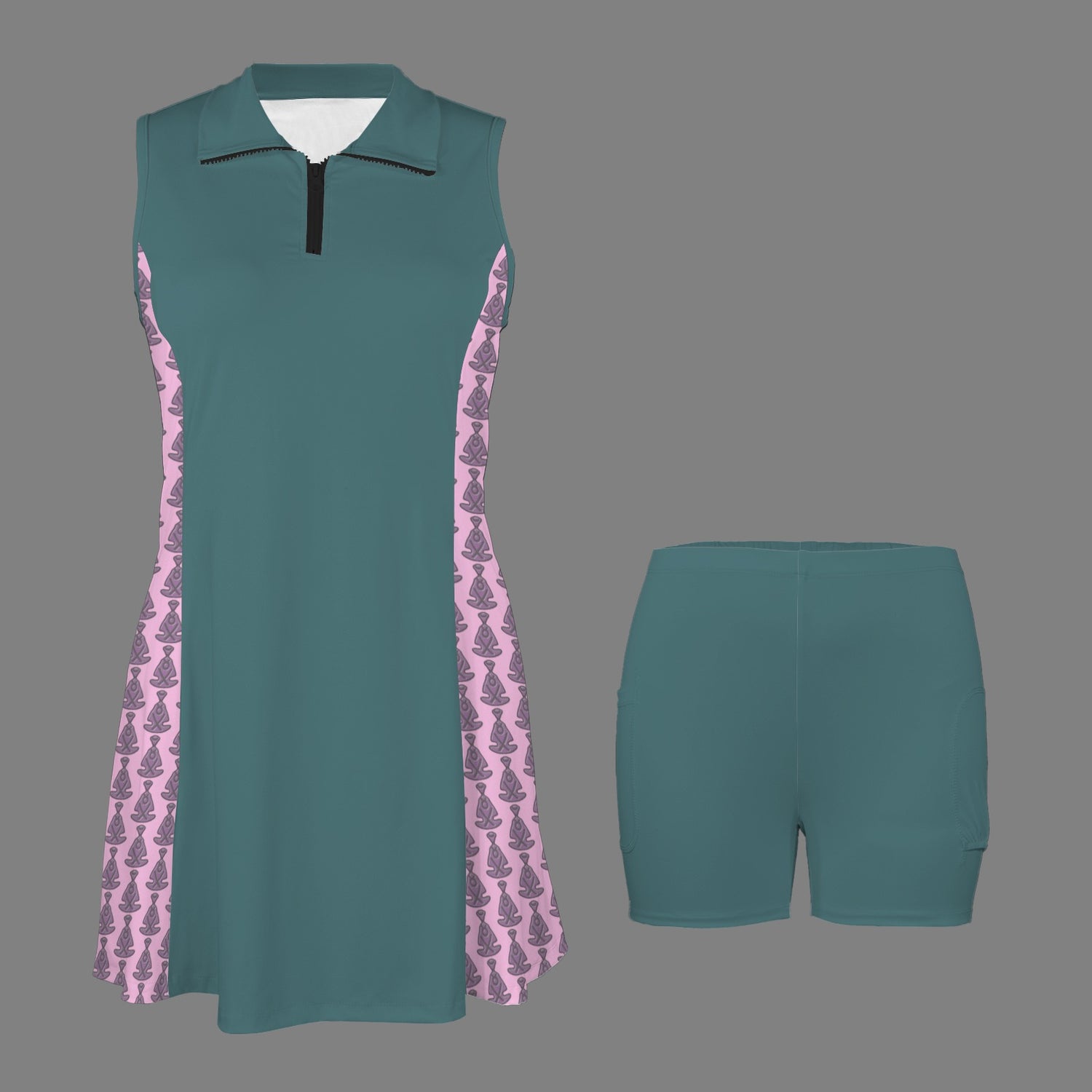 Activedress Petrol  Green Pink Buddha Pattern