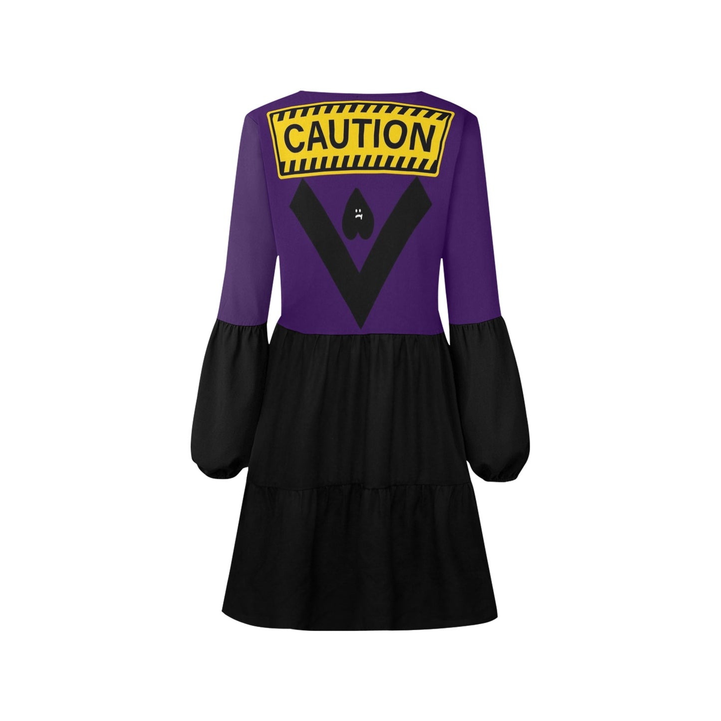 Caution Boho Dress Violet Black Caution Back 2