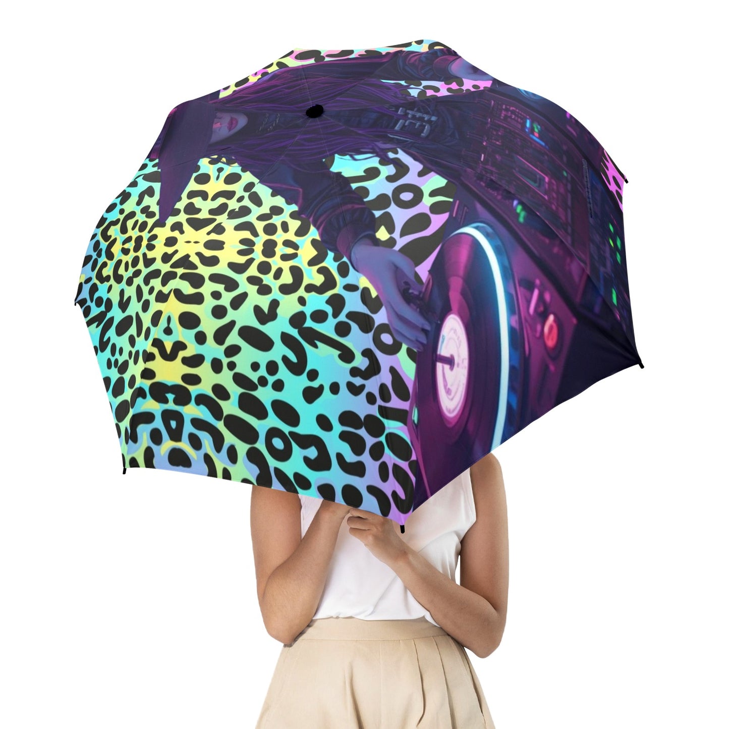S-WITCH UP  Semi Automatic Folding Umbrella Multi Leopard