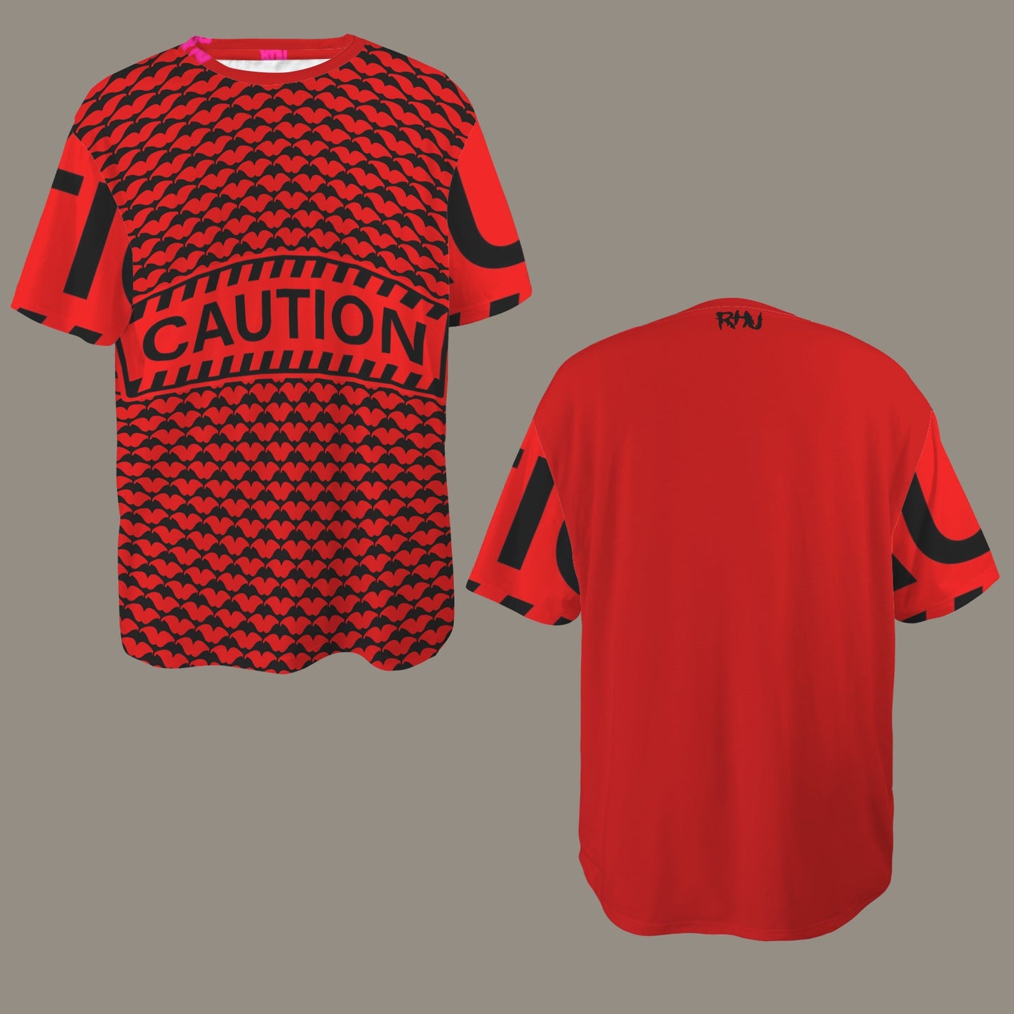 CAUTION T-SHIRT -RED MOUTHS SOLID RED BACK